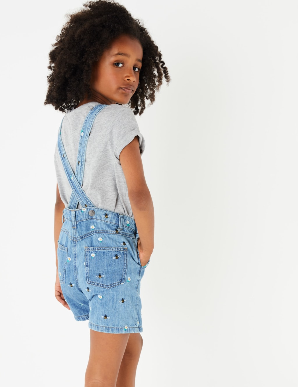 Pure Cotton Embellished Denim Short Dungarees (3-16 Years) 3 of 3