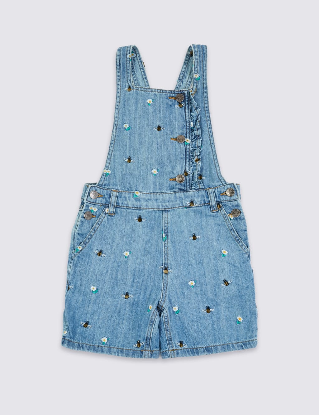 Pure Cotton Embellished Denim Short Dungarees (3-16 Years) 2 of 3