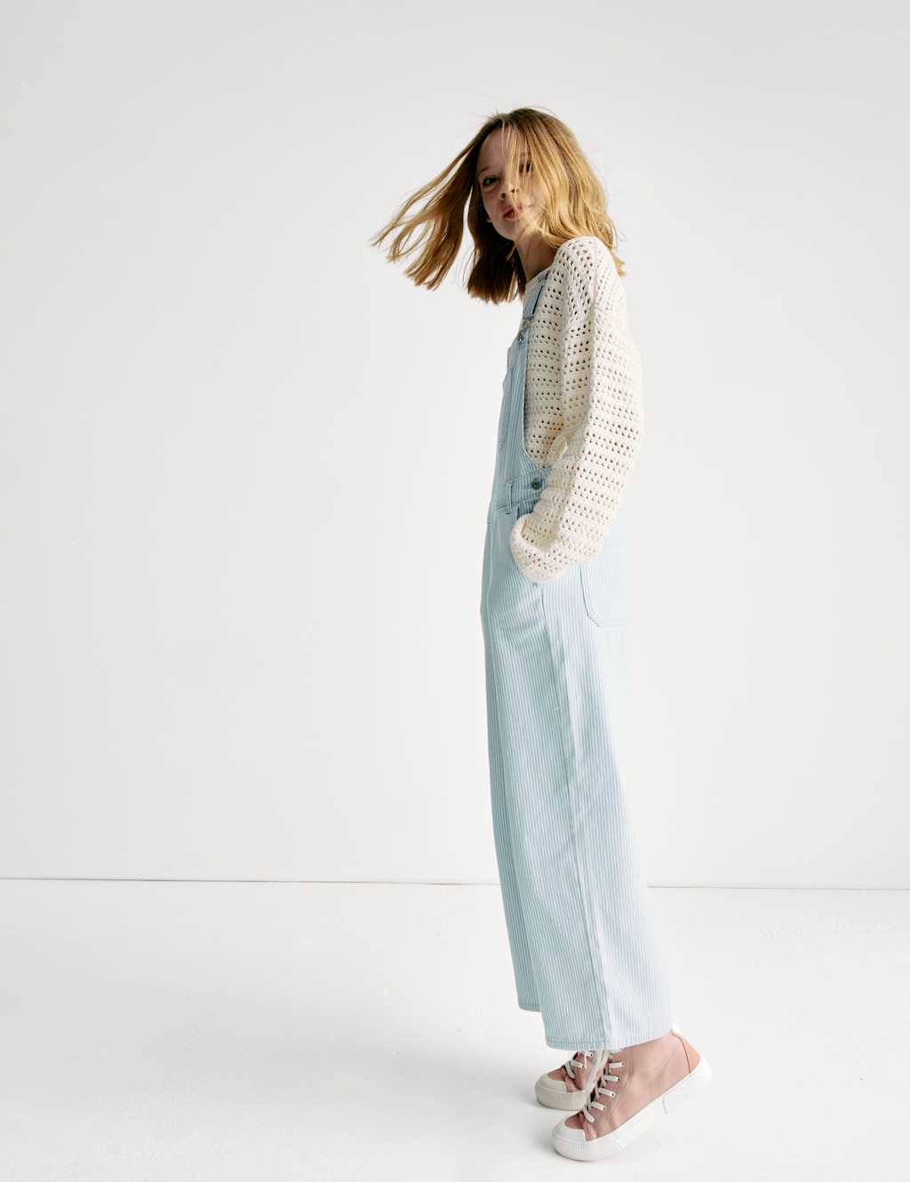 Pure Cotton Striped Dungarees (2-16 Yrs) 5 of 8