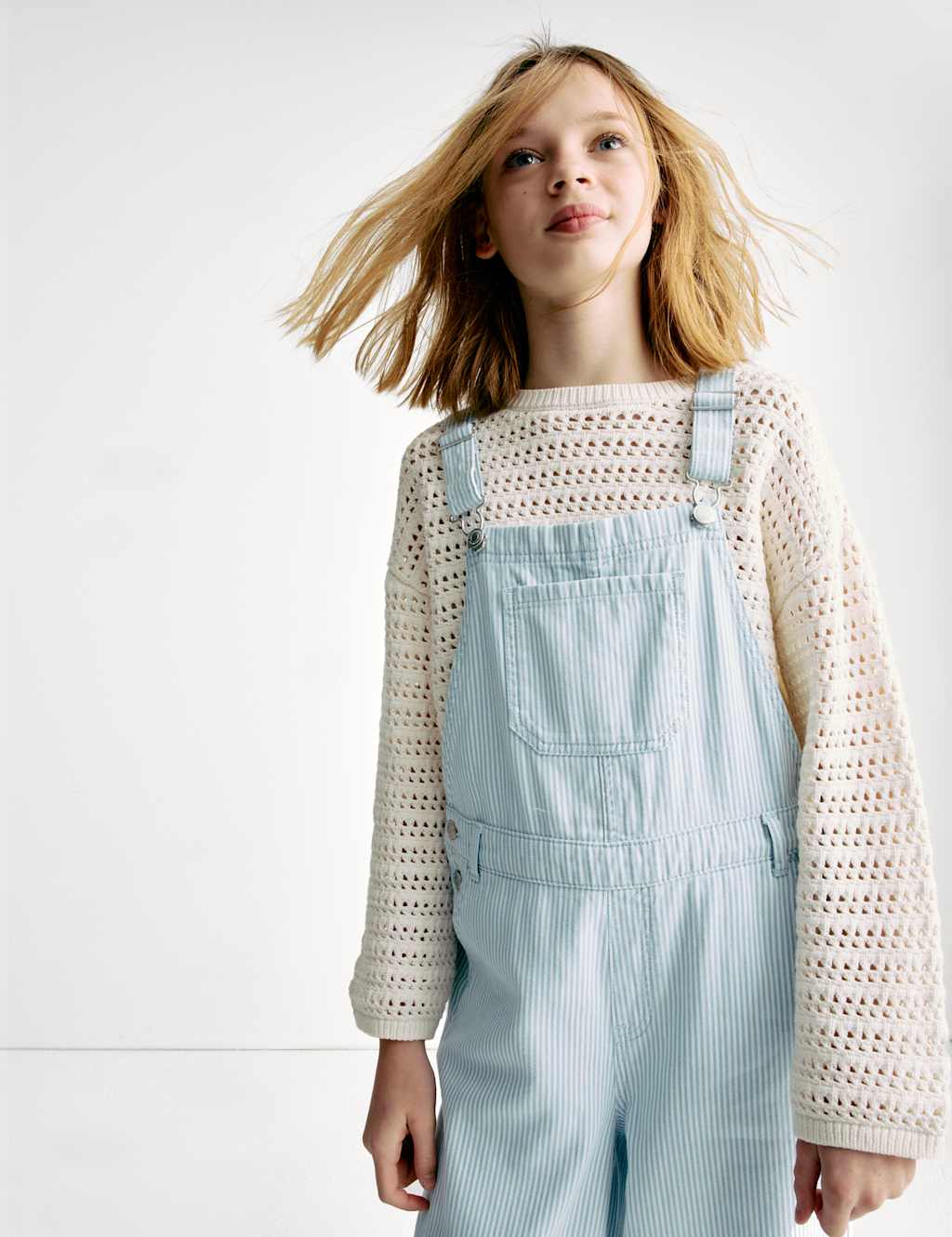 Pure Cotton Striped Dungarees (2-16 Yrs) 8 of 8