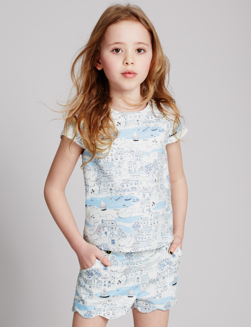 Cotton Scenic Print Top with Stretch (3-14 Years) 1 of 3