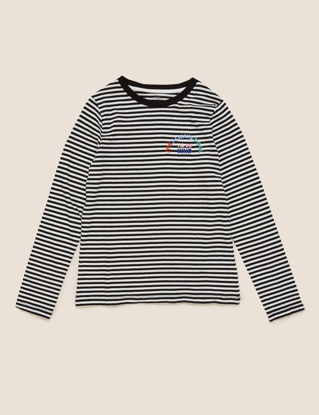 Organic Pure Cotton Striped Slogan Top (6-14 Yrs) 2 of 4