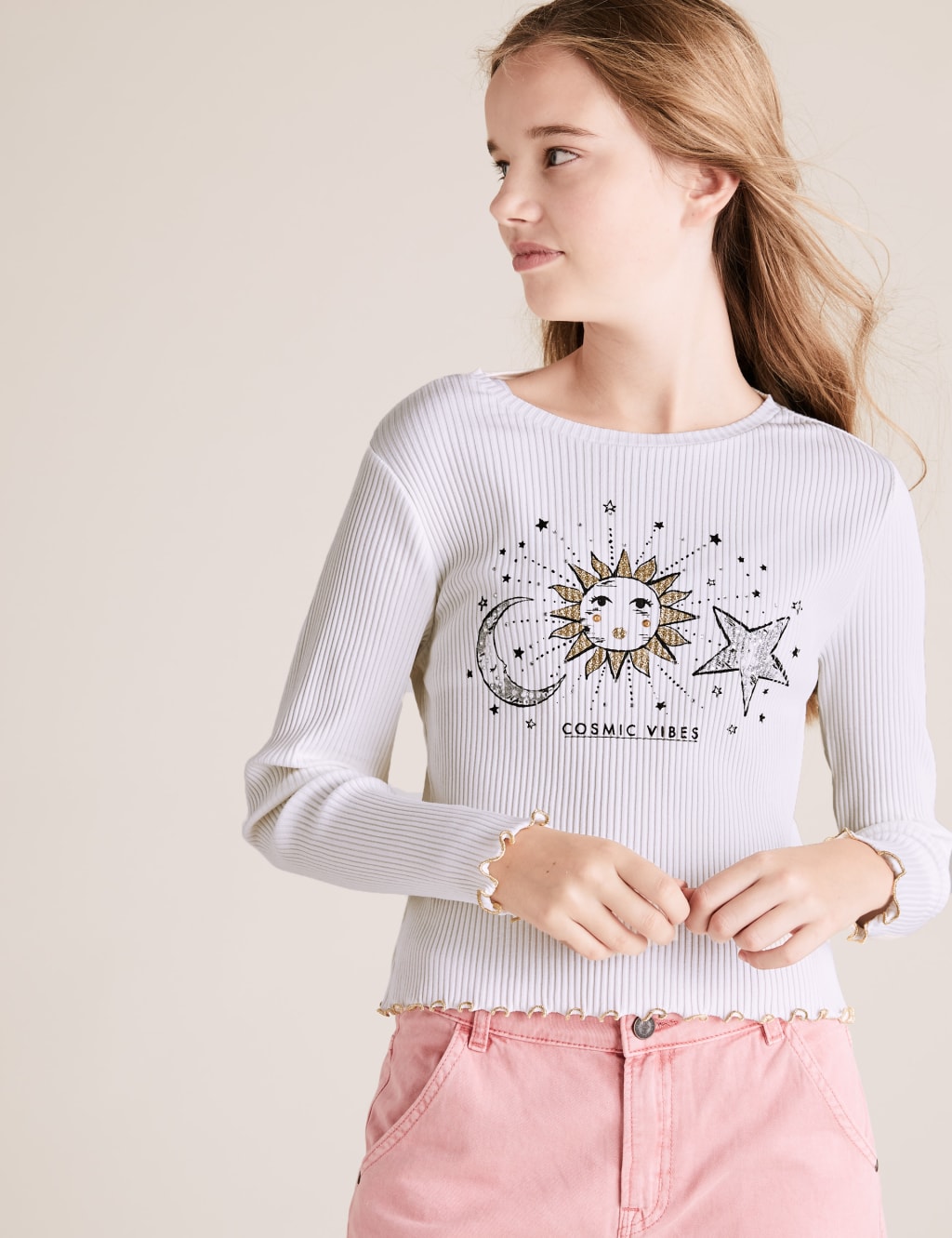 Cotton Rich Cosmic Vibes Slogan Top (6-16 Yrs) 1 of 4