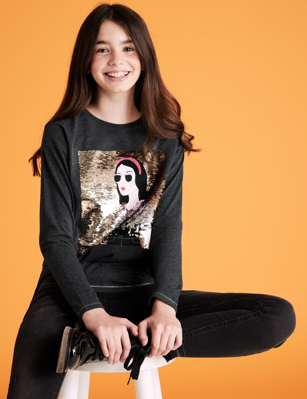 Reversible sequin top girl clearance