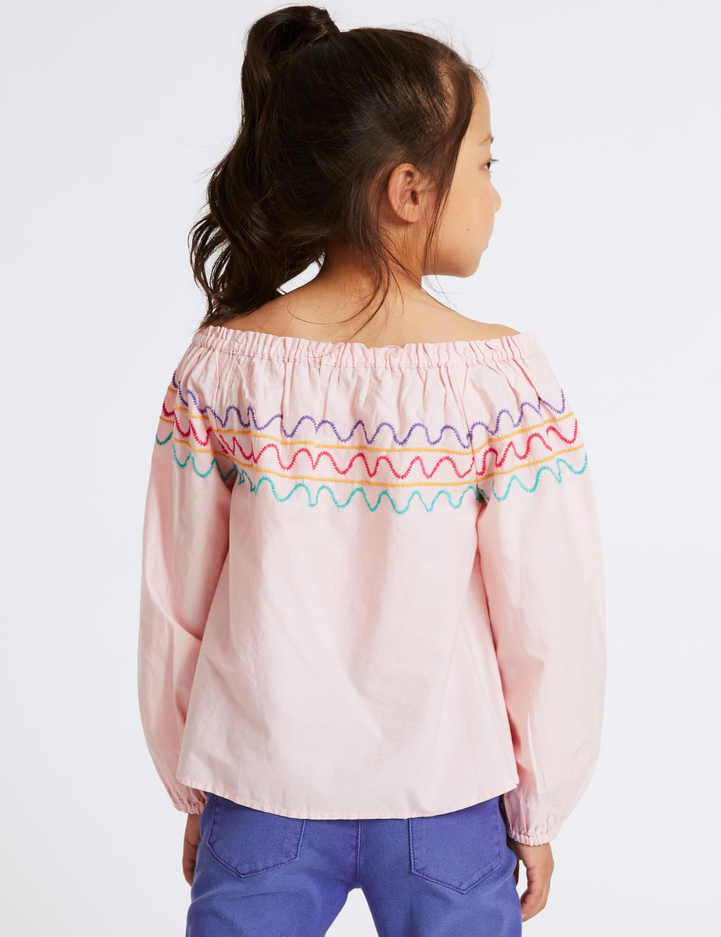Pure Cotton Zig Zag Bardot Top (3-16 Years) 3 of 3
