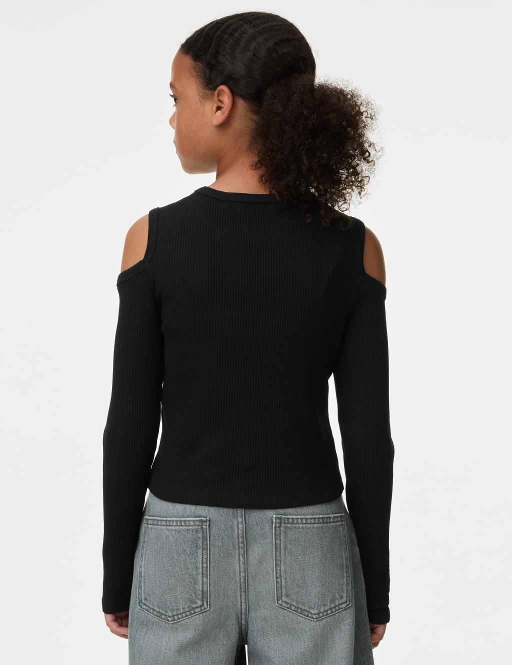 Cotton Rich Ribbed Cold Shoulder Top 6 16 Yrs