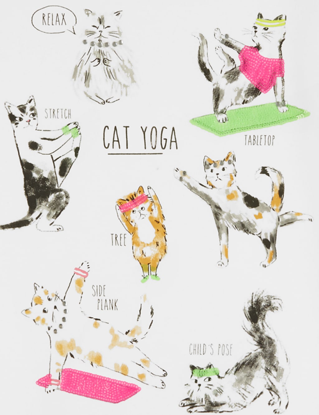 Cotton Cat Yoga Print T-Shirt (6-16 Years) 5 of 5