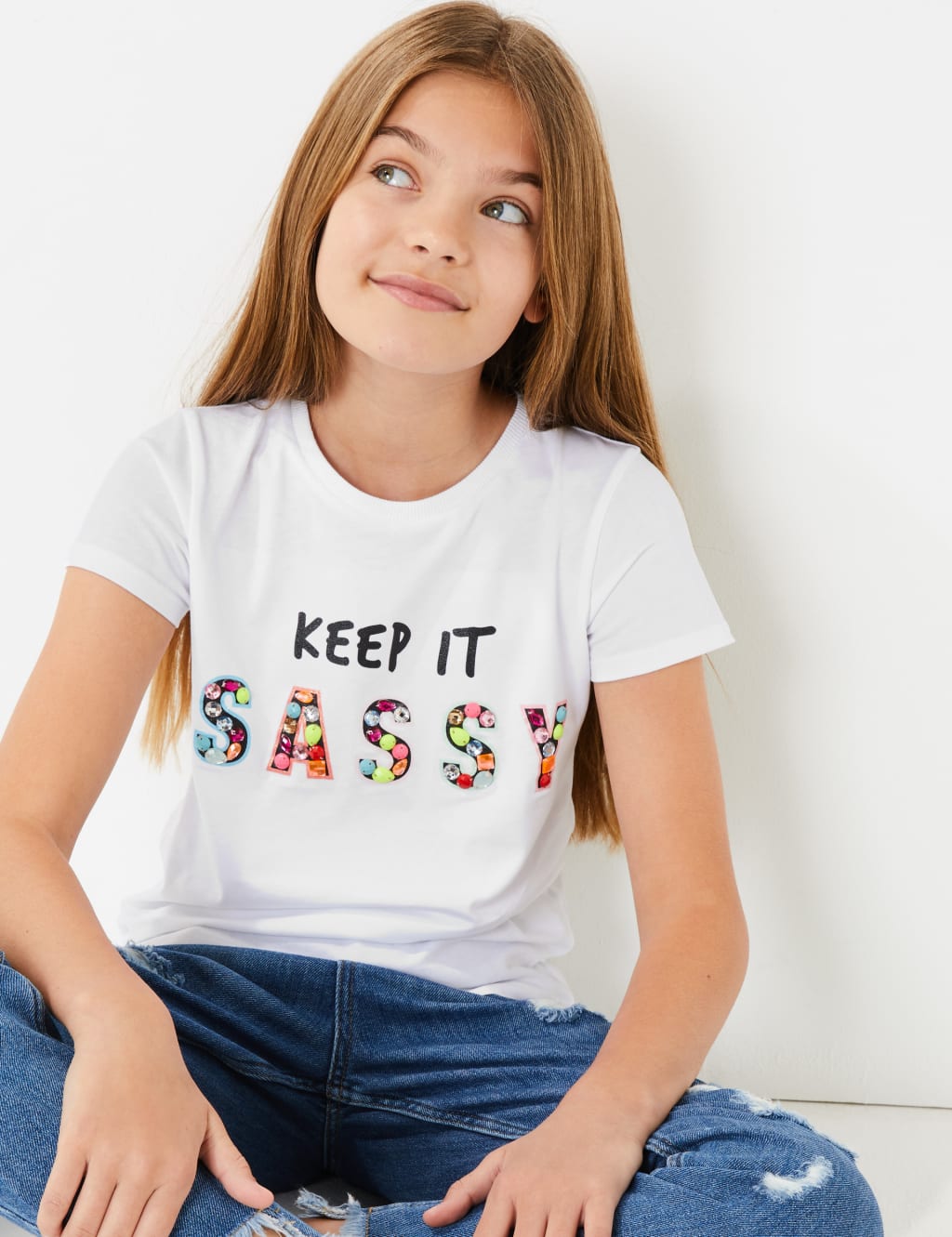 Pure Cotton Gem Sassy Slogan T-Shirt (6-16 Yrs) 1 of 5