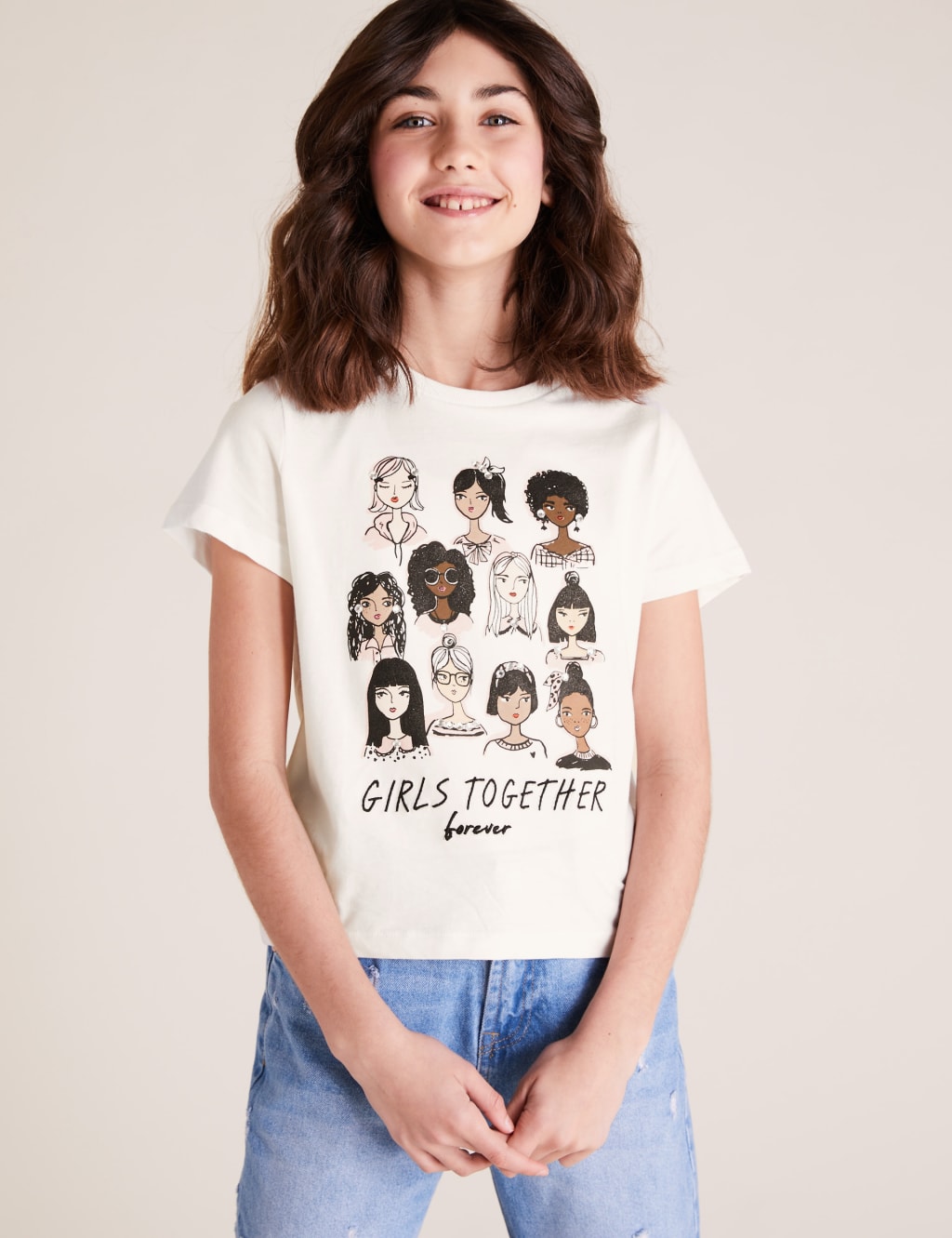 Pure Cotton Girls Together T-shirt (6-14 Yrs) 1 of 4
