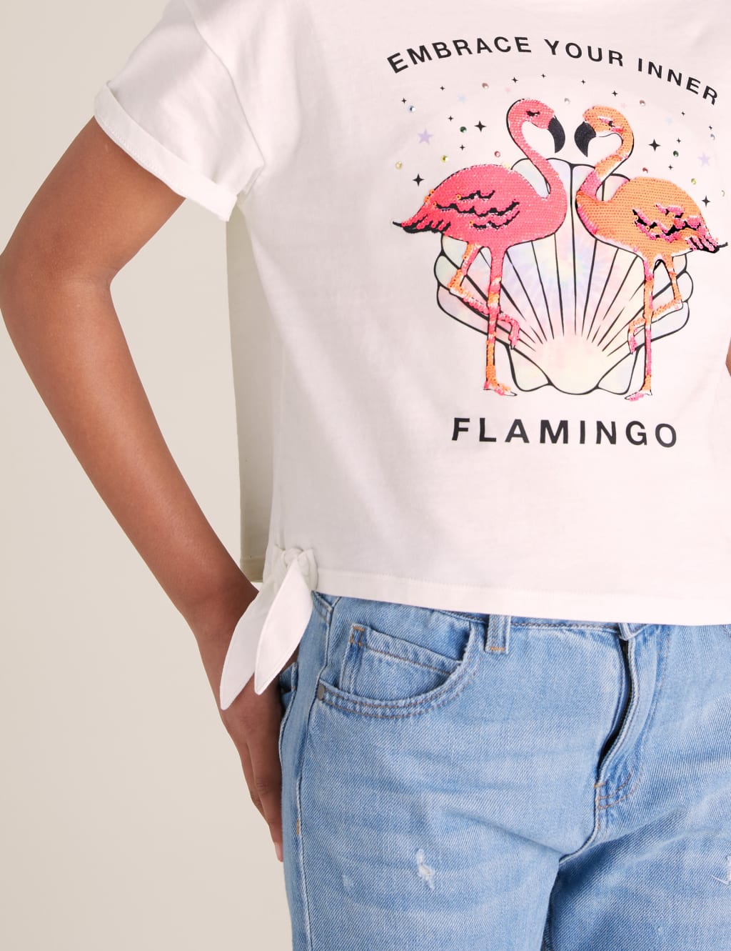 Pure Cotton Flamingo Sequin T-Shirt (6-16 Yrs) 3 of 6