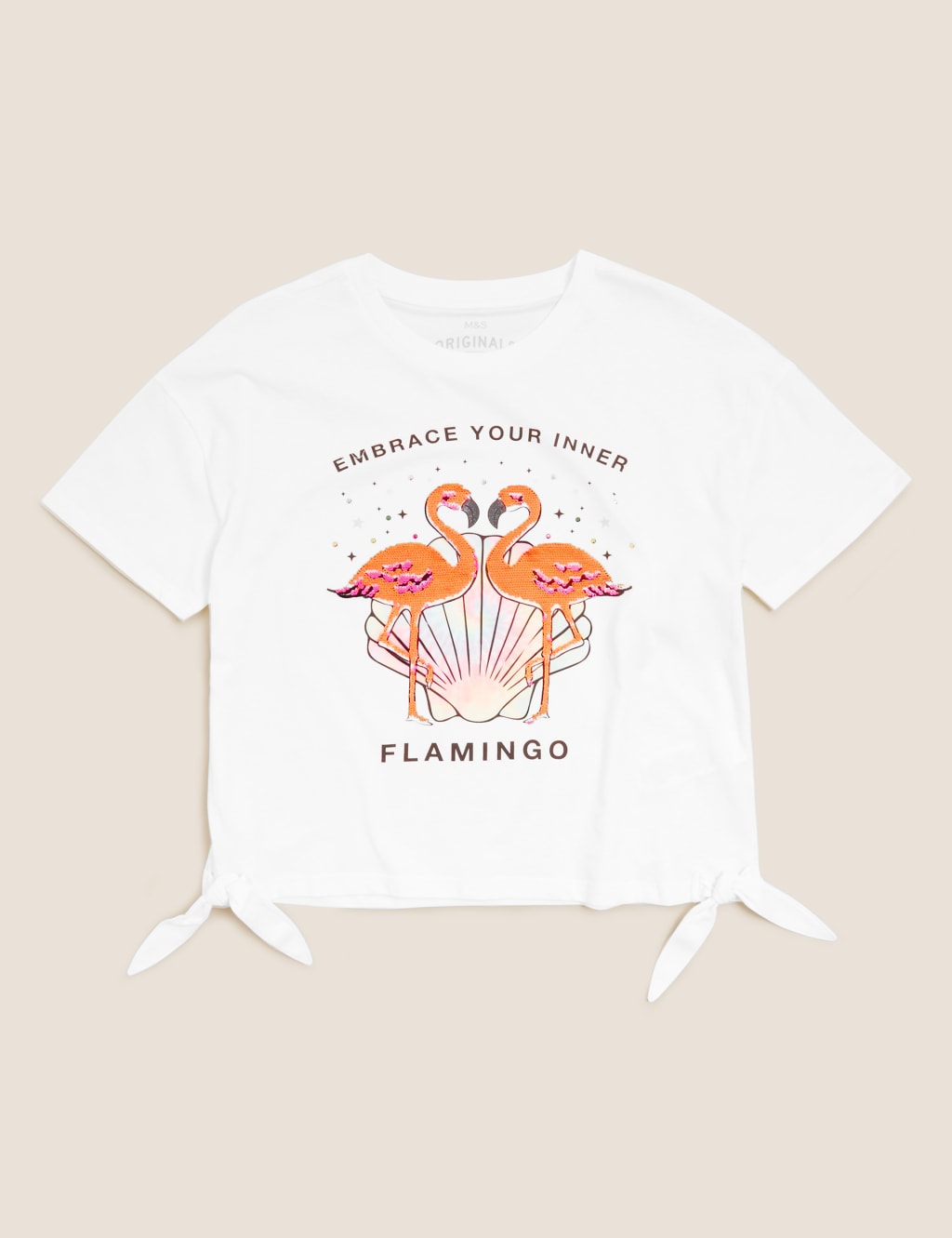 Pure Cotton Flamingo Sequin T-Shirt (6-16 Yrs) 5 of 6