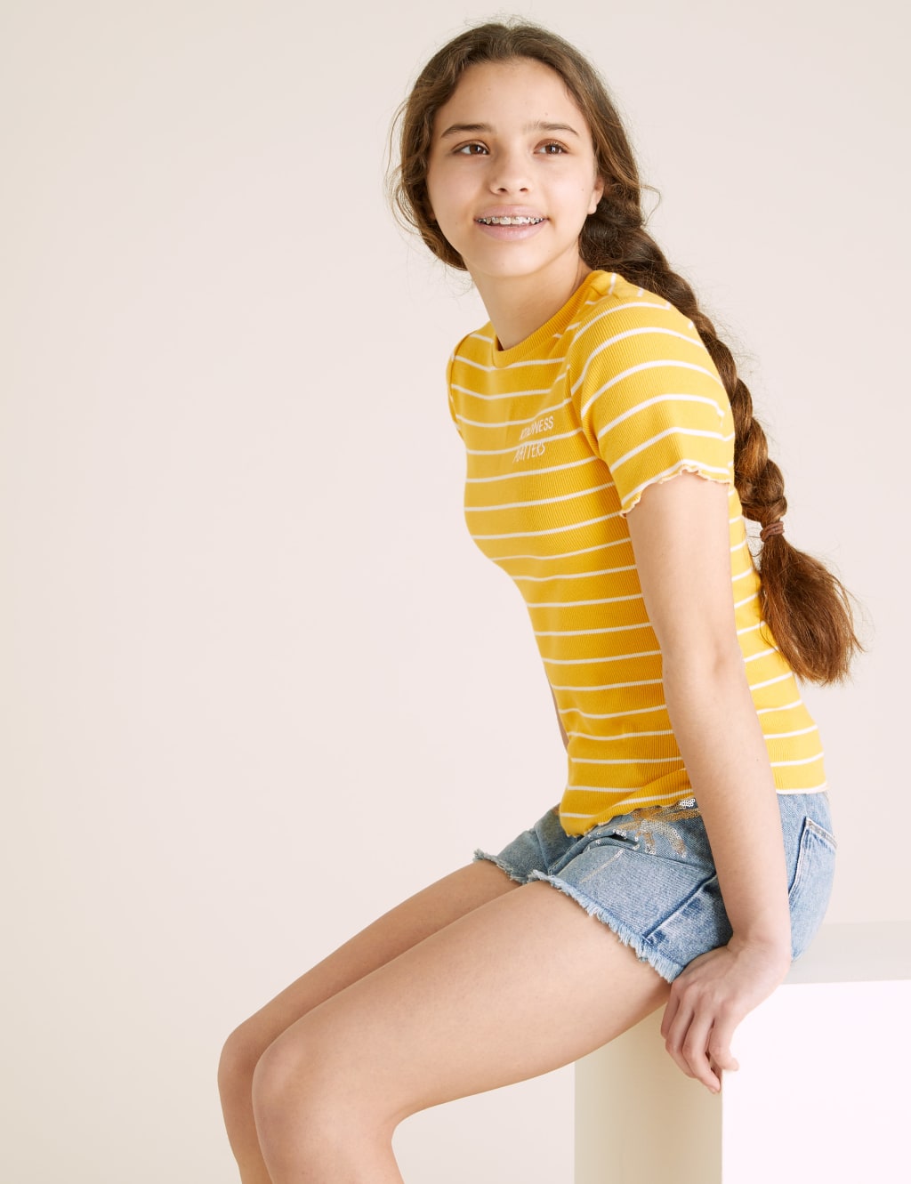 Cotton Rich Kindness Slogan Ribbed T-shirt (6-16 Yrs) 1 of 4