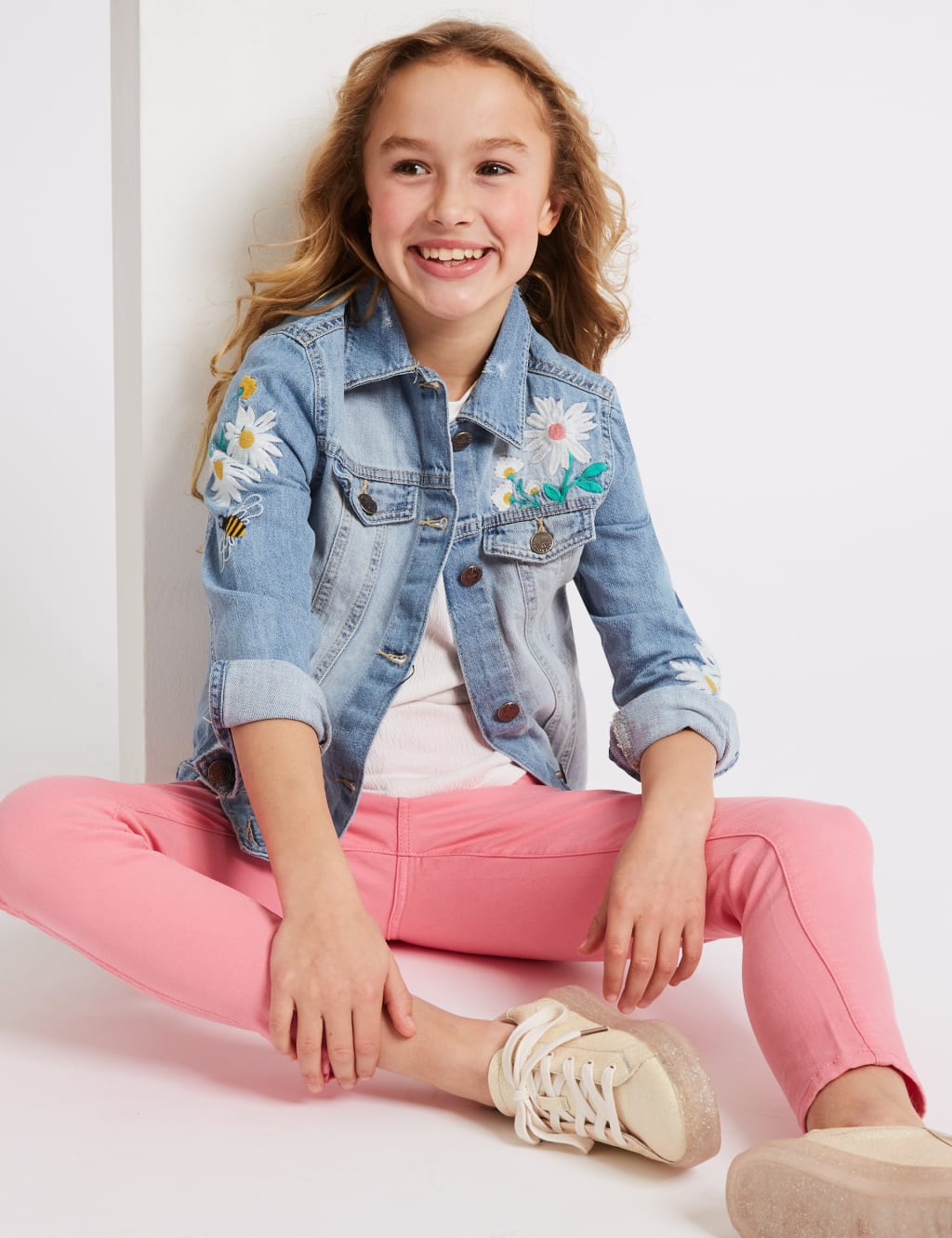 M&s pink denim jacket online