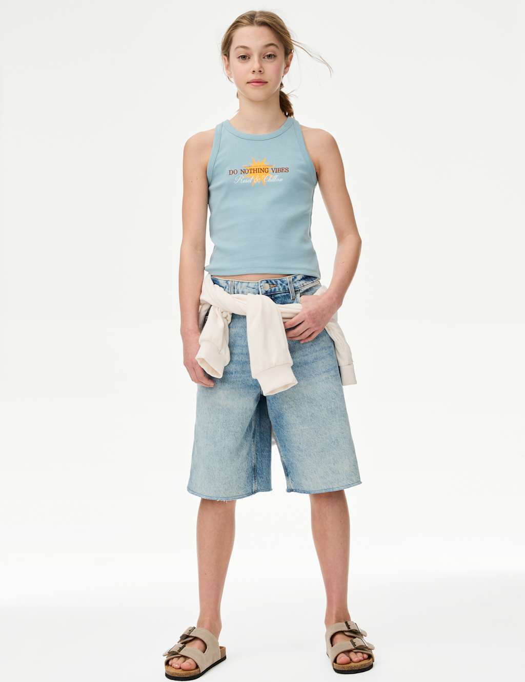 Cotton Rich Do Nothing Vibes Ribbed Vest (6-16 Yrs) 3 of 5