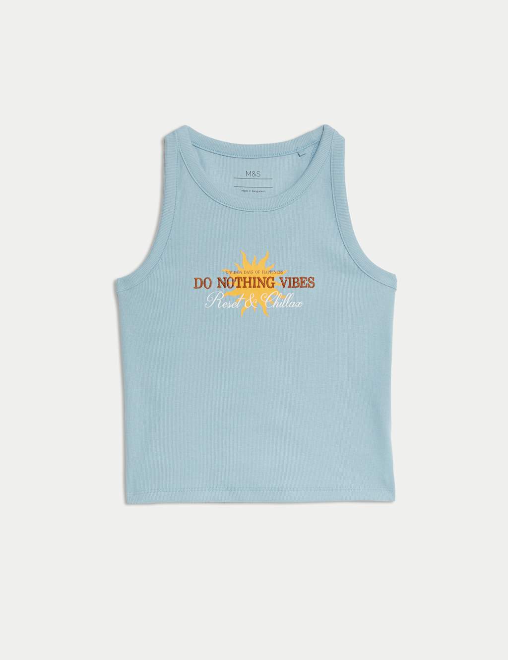 Cotton Rich Do Nothing Vibes Ribbed Vest (6-16 Yrs) 2 of 5