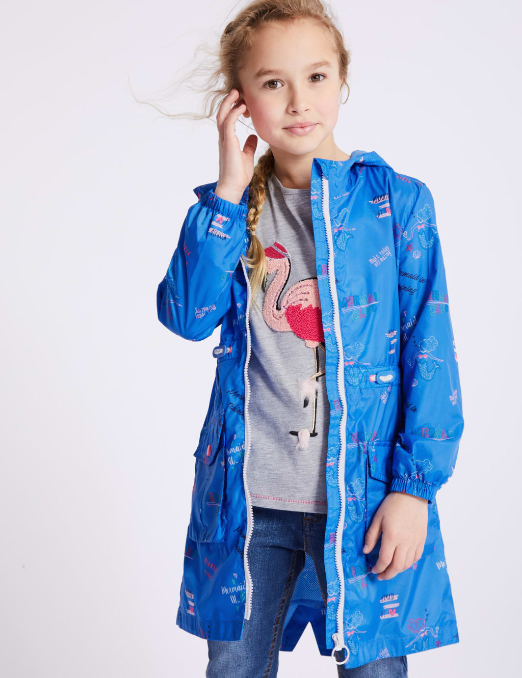 Mermaid Print Raincoat 3 16 Years M S