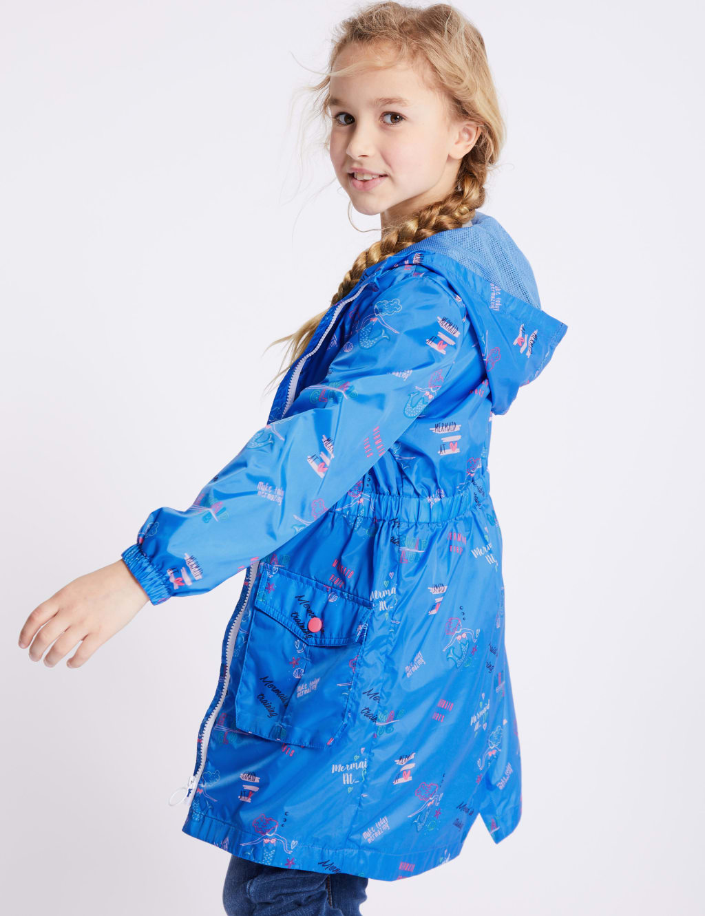 Mermaid Print Raincoat 3 16 Years M S