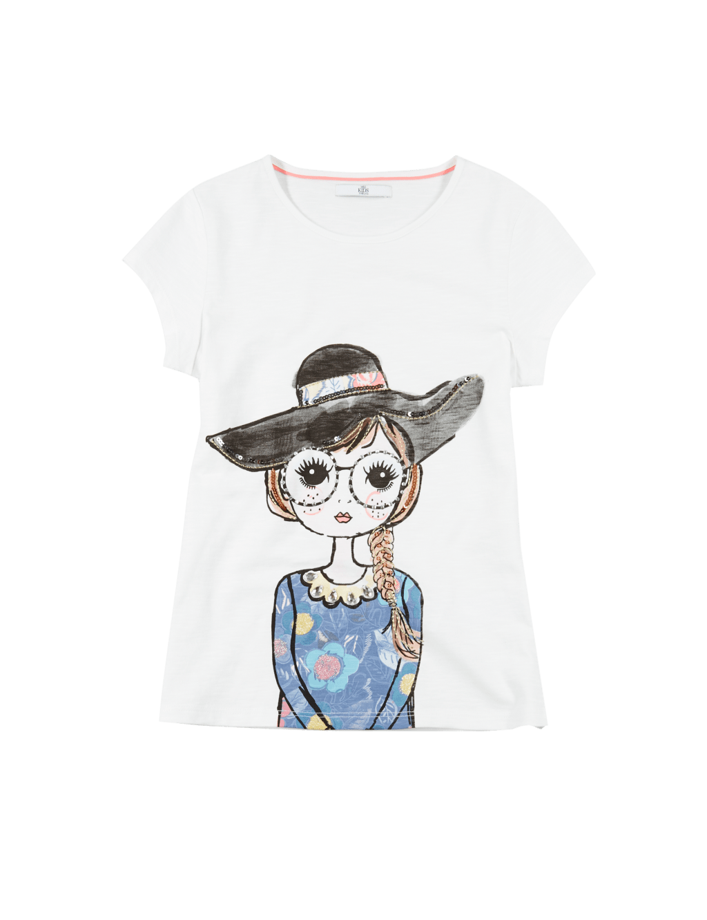 Pure Cotton Embellished Girl Print T-Shirt (5-14 Years) 2 of 3