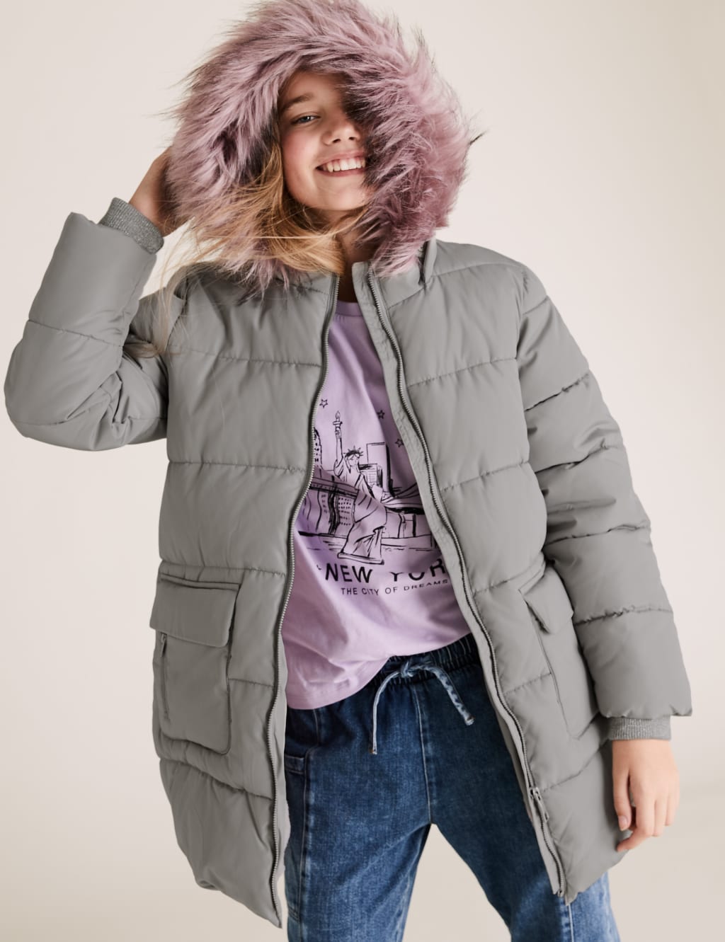 Stormwear Hooded Long Padded Coat 6 16 Yrs M S Collection M S