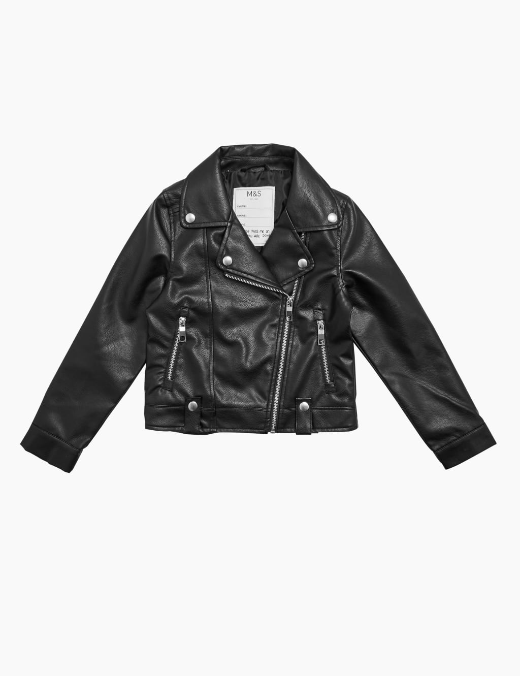 Faux Leather Biker Jacket 6 16 Yrs M S