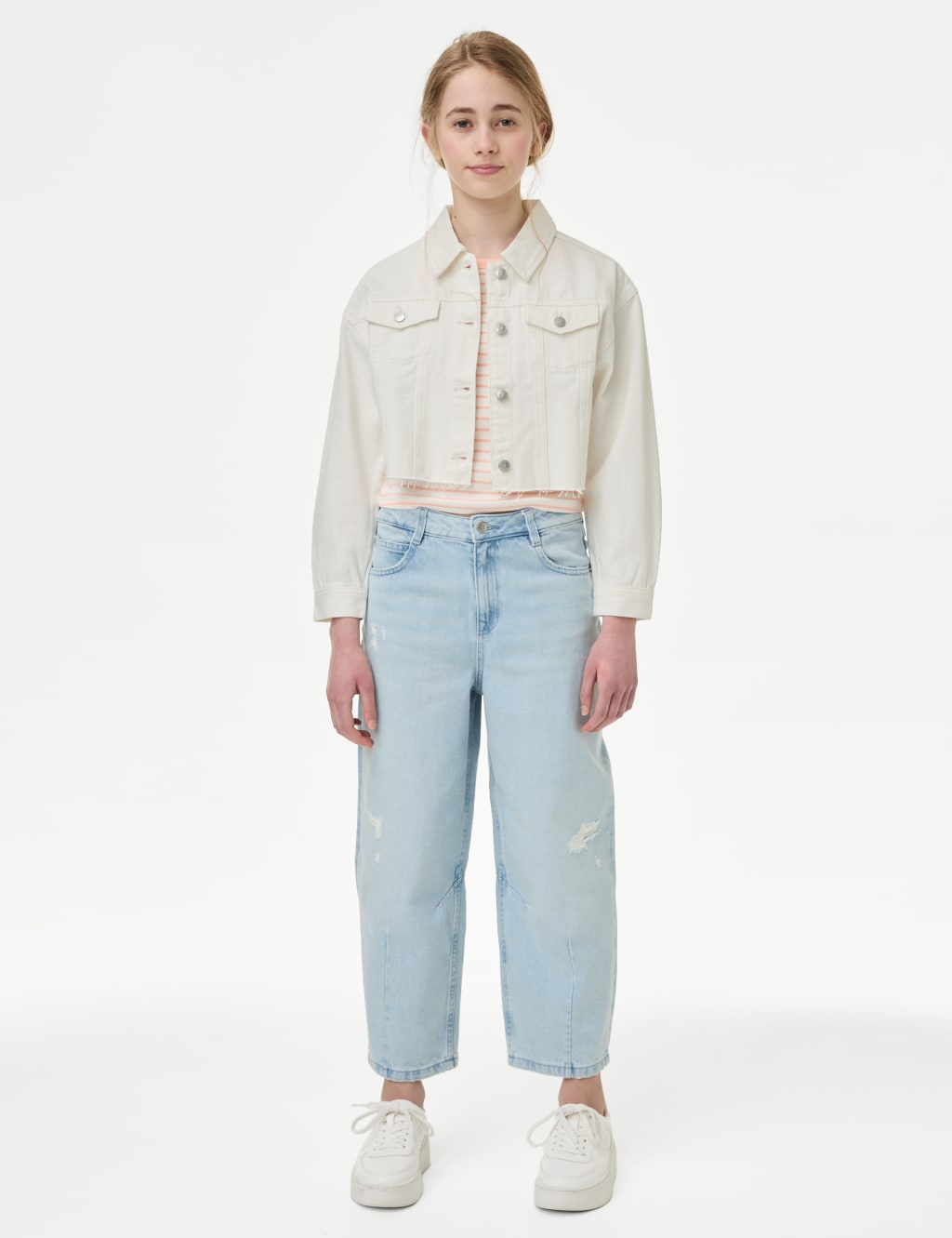 Marks and spencer white denim jacket deals
