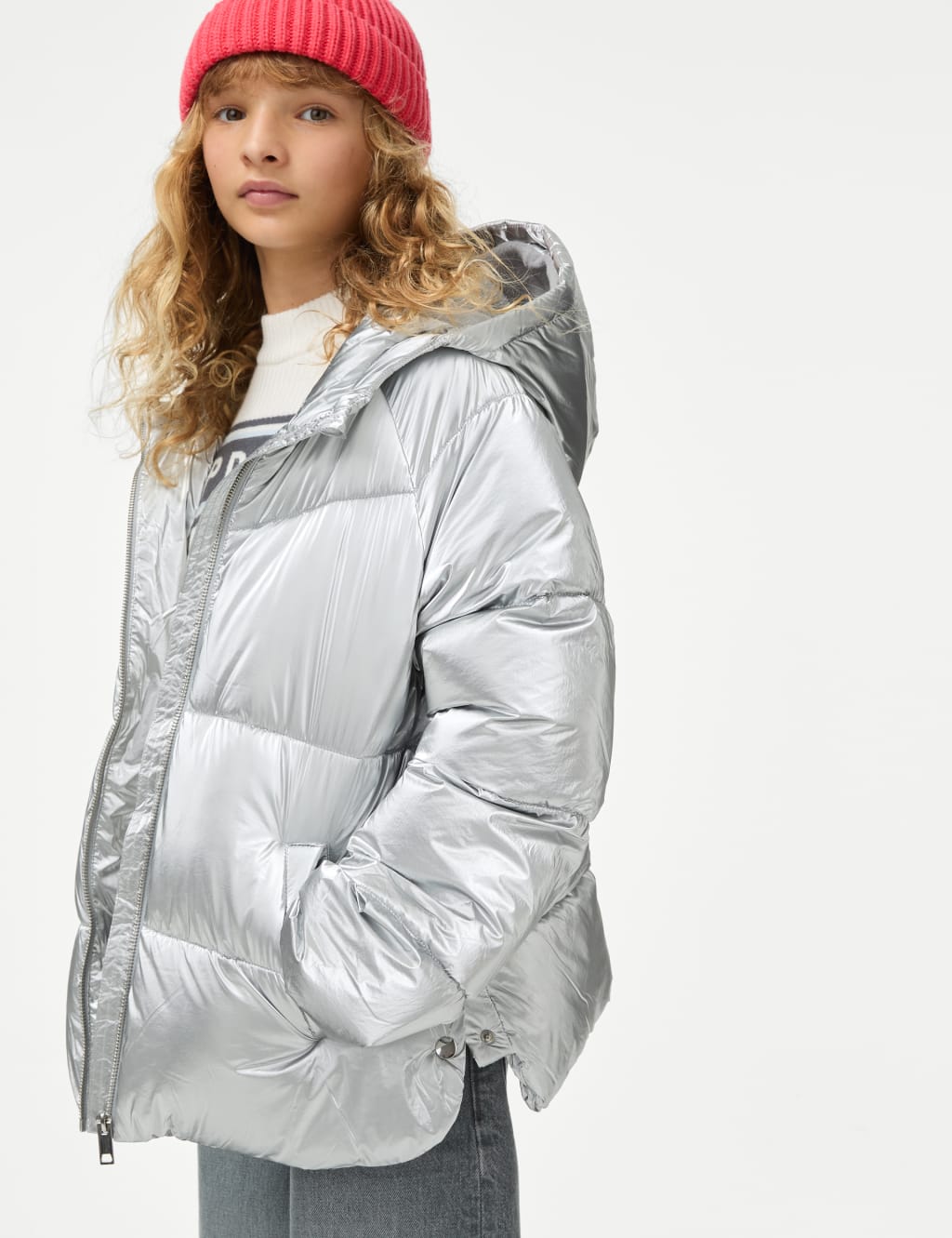 Metallic Hooded Padded Coat 6 16 Yrs
