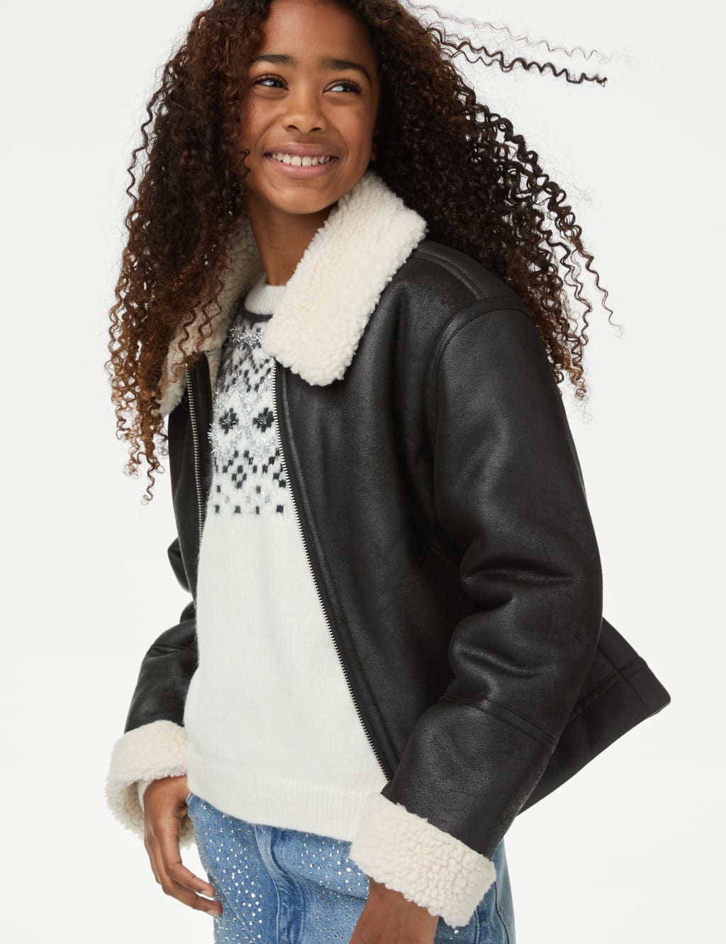 Grey borg lined biker jacket sales