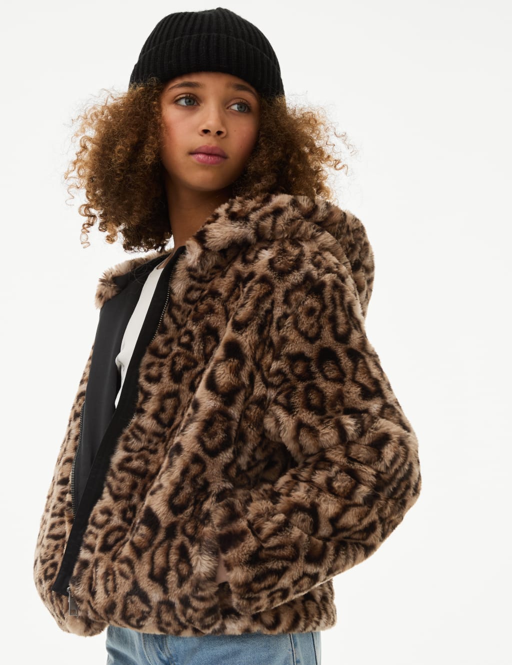 Faux Fur Hooded Bomber Jacket