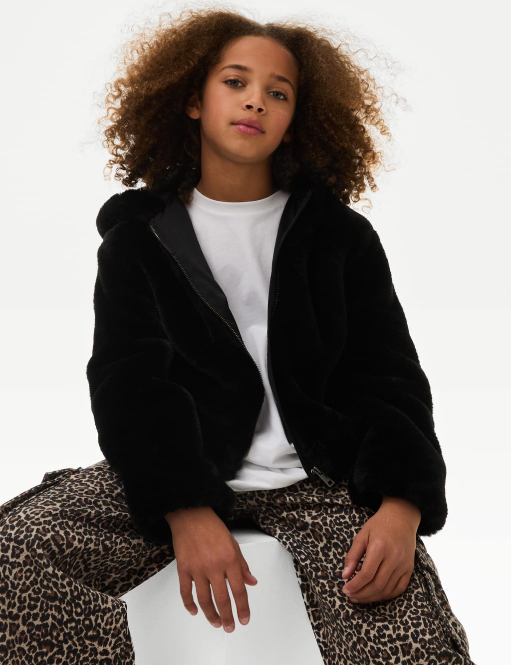 Faux fur hooded bomber jacket womens online
