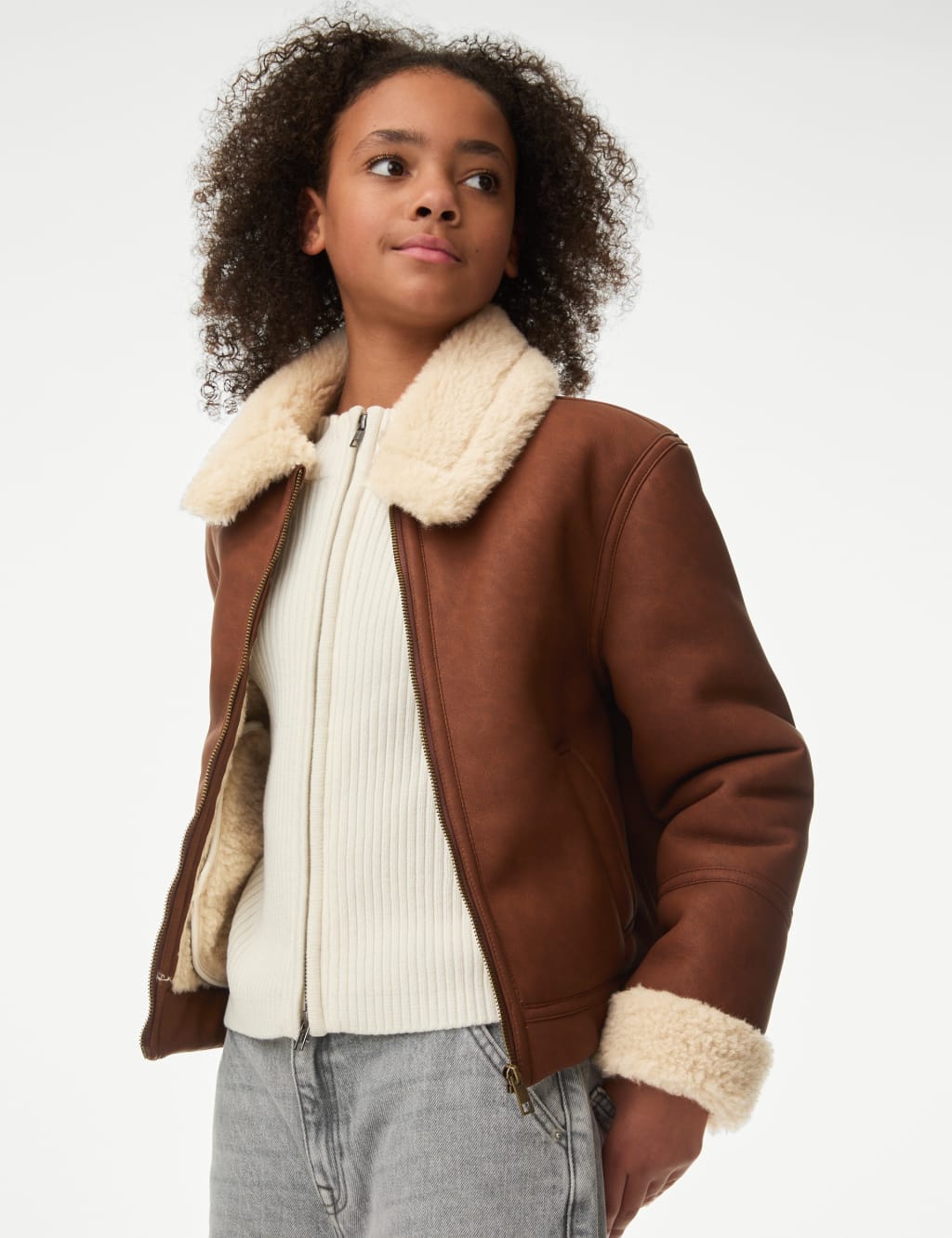 Faux Shearling Aviator Jacket 6 16 Yrs M S Collection M S