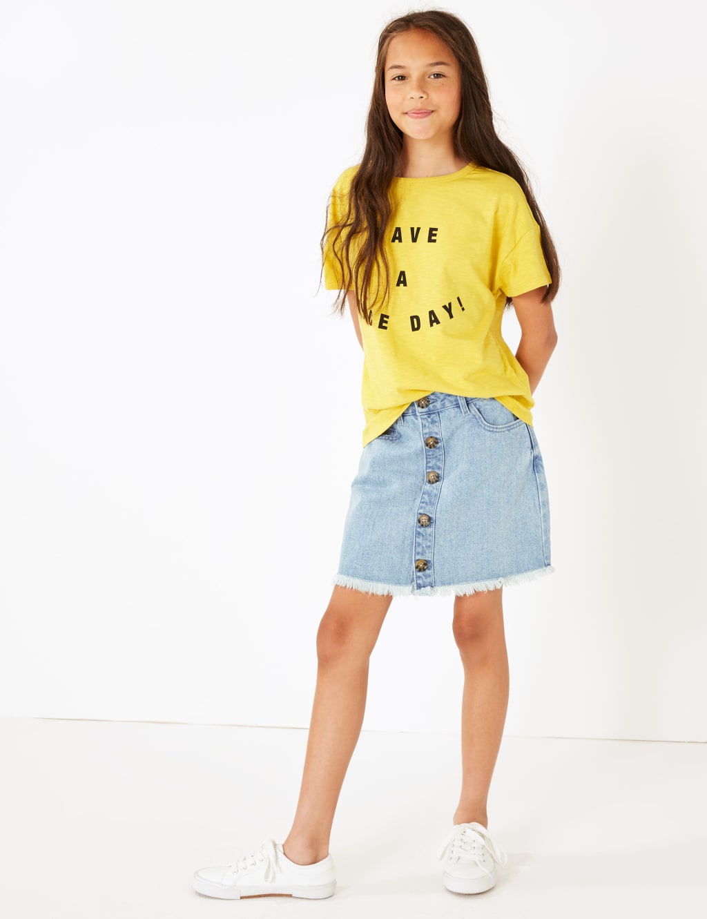 Denim Button Through Skirt (3-16 Years) 1 of 5