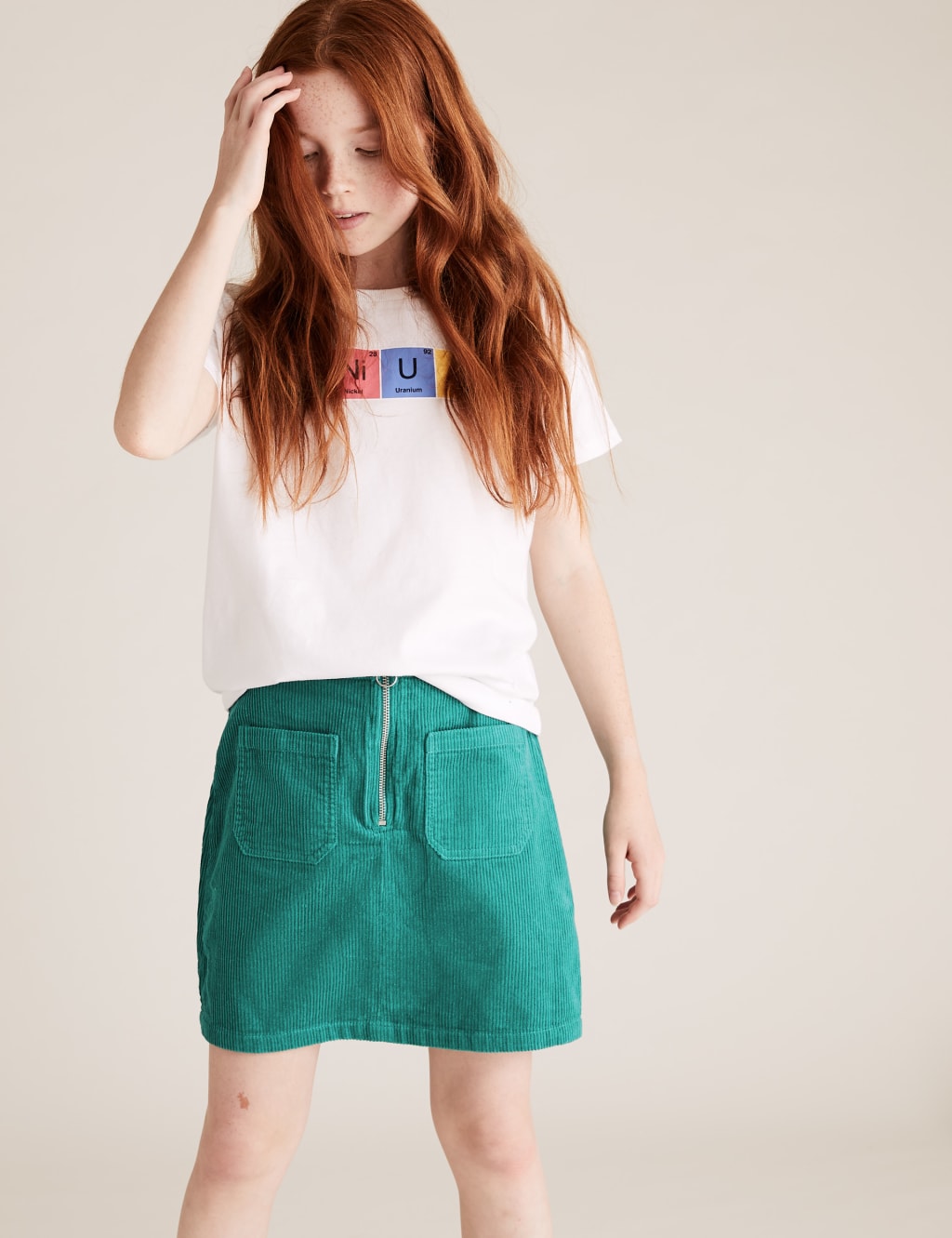 Pure Cotton Cord Skirt (6-16 Yrs) 1 of 5