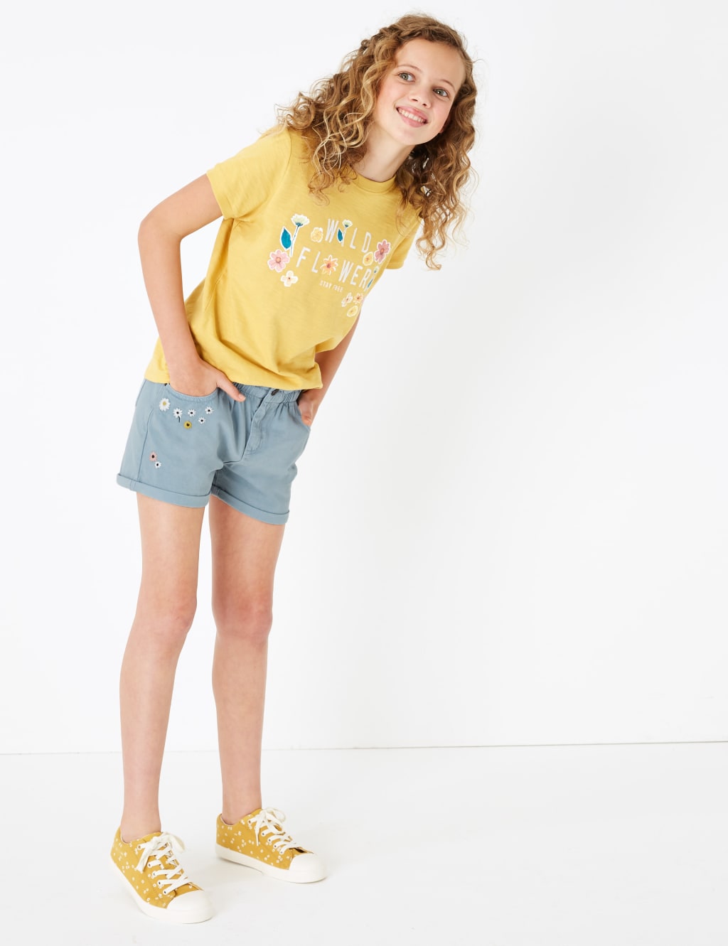 Floral embroidered shorts top
