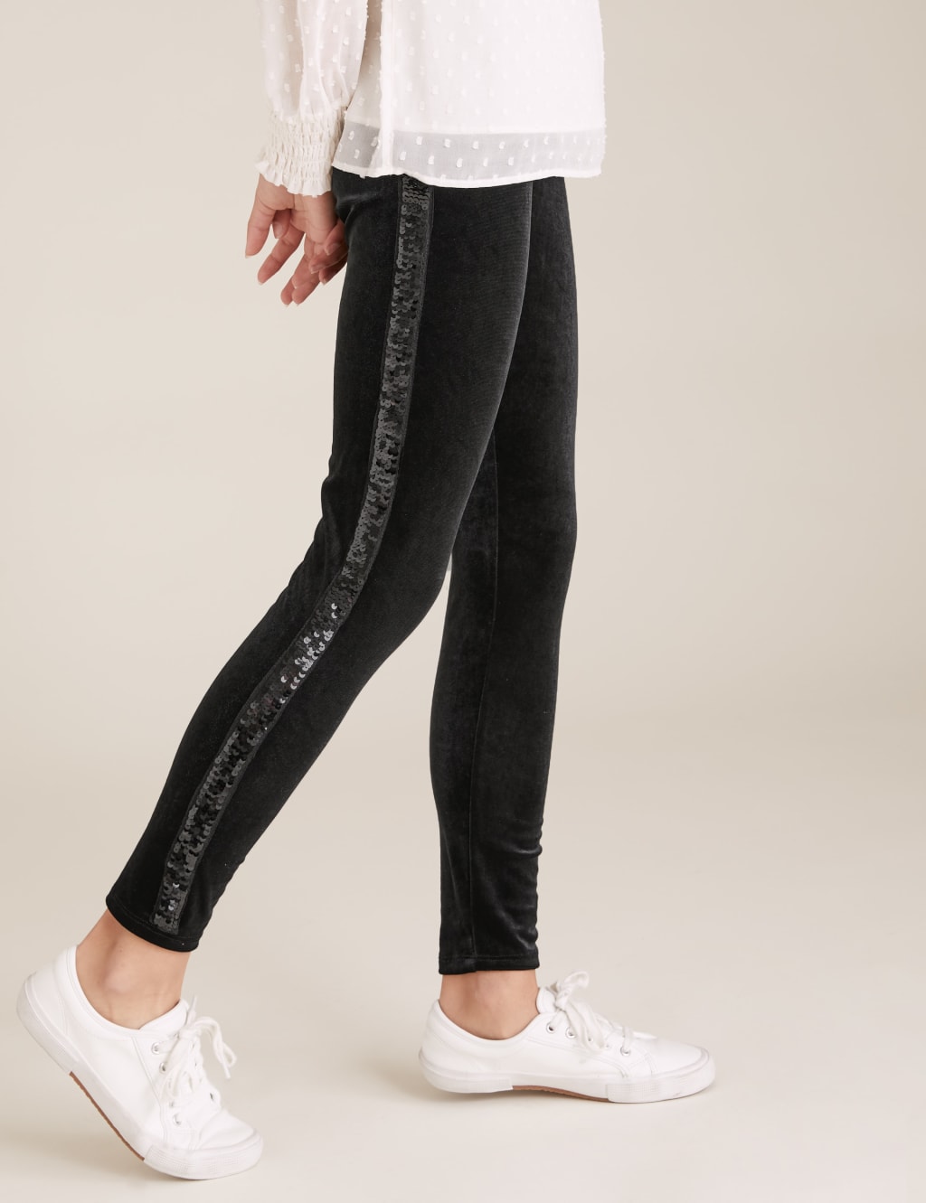 Velvet Sequin Side Stripe Leggings 6 16 Yrs M S