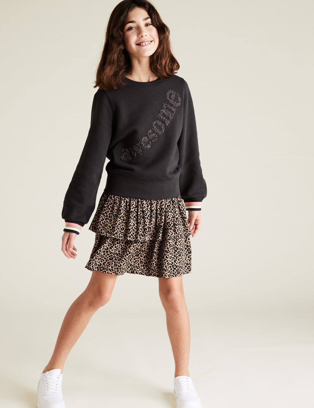 Tiered Leopard Print Skirt (6-14 Yrs) 1 of 5
