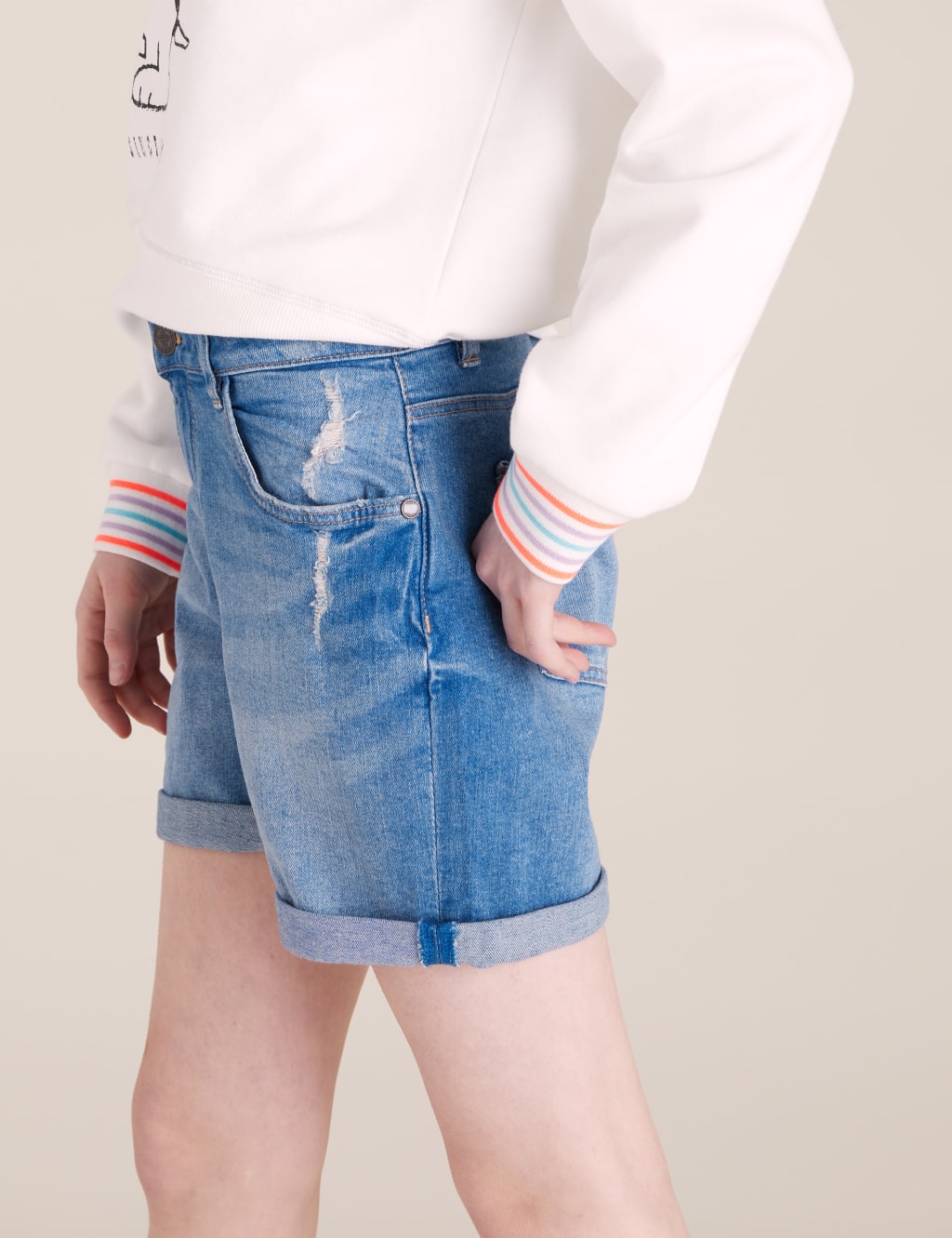 Denim Roll-Up Shorts (6-16 Yrs) 3 of 5