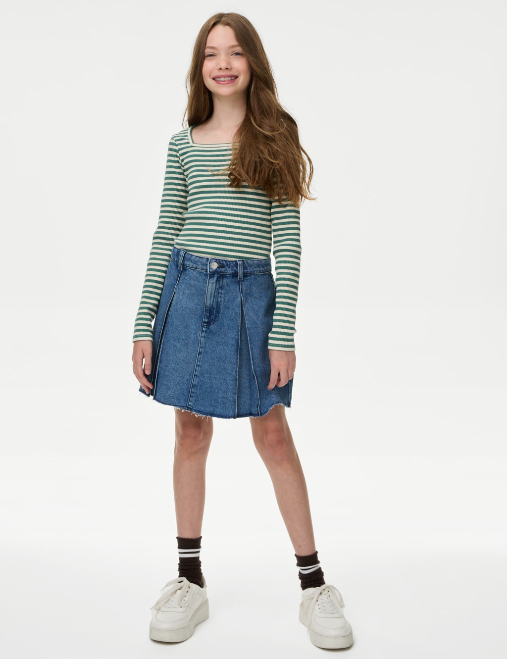 Denim Pleated Skirt 6 16 Yrs