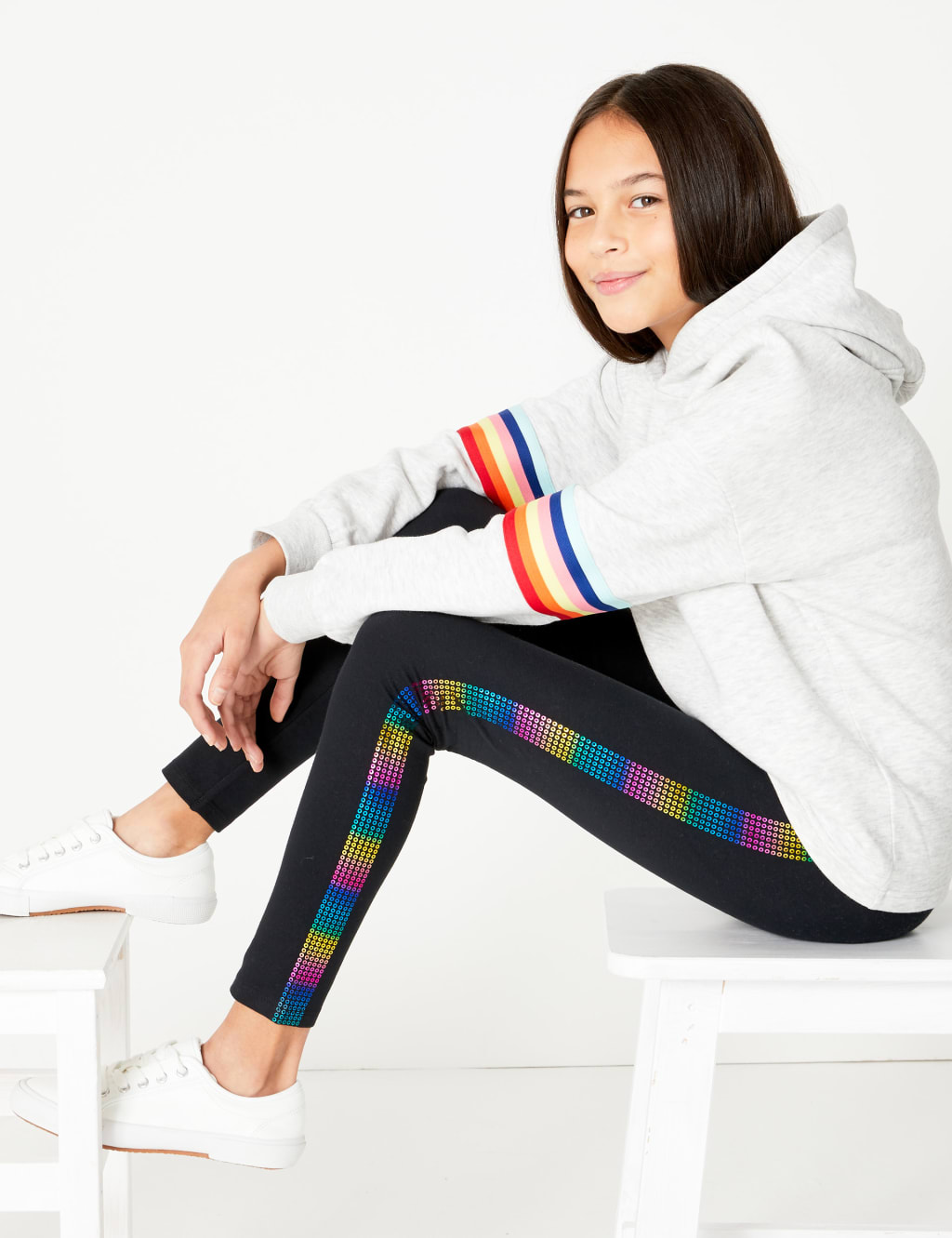 Rainbow Side Tape Leggings 6 16 Yrs M S