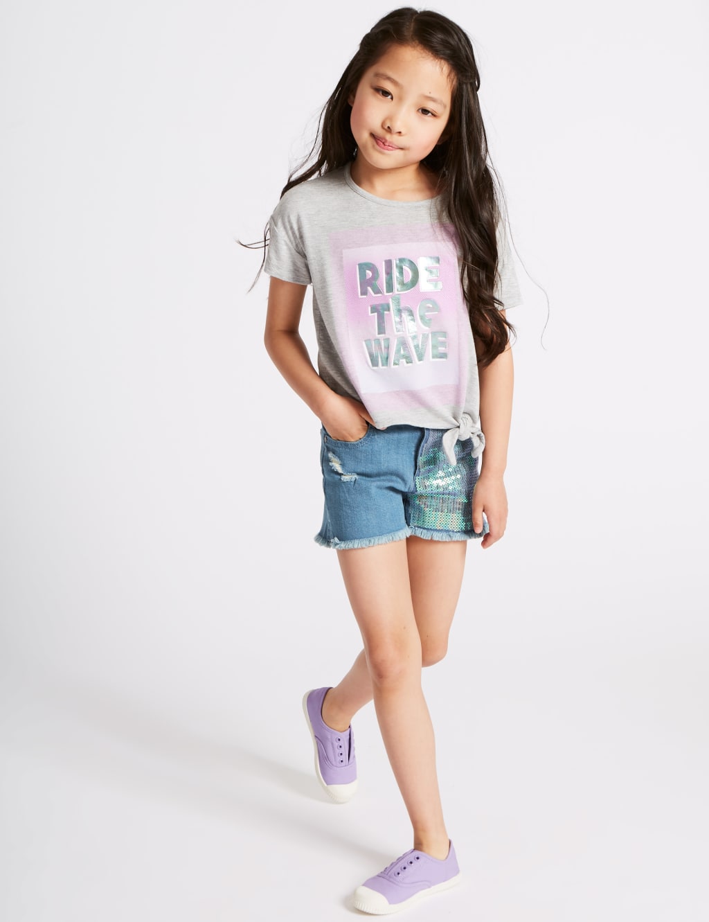 Sequin denim shorts best sale
