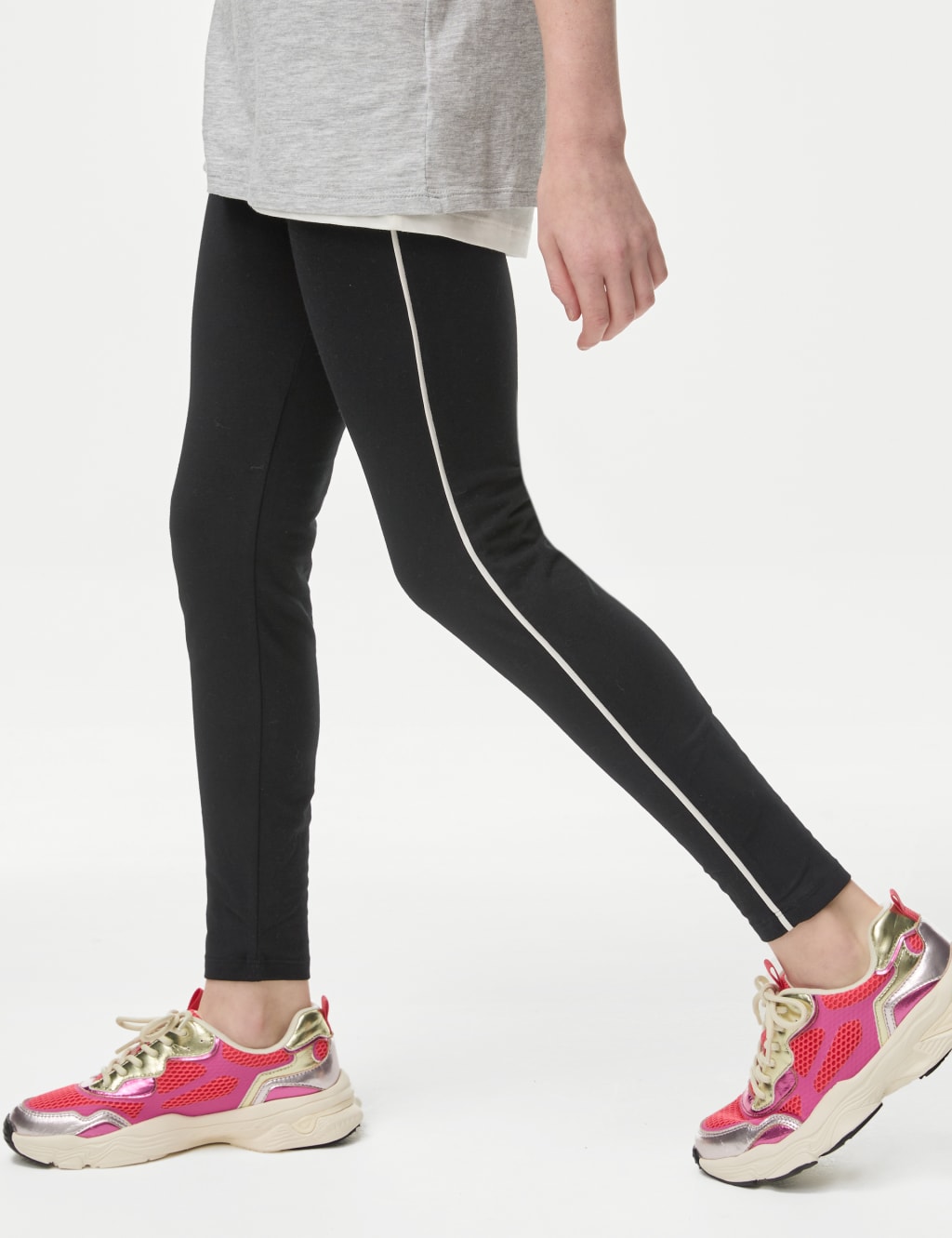 Cotton Rich Side Stripe Leggings 6 16 Yrs M S Collection M S
