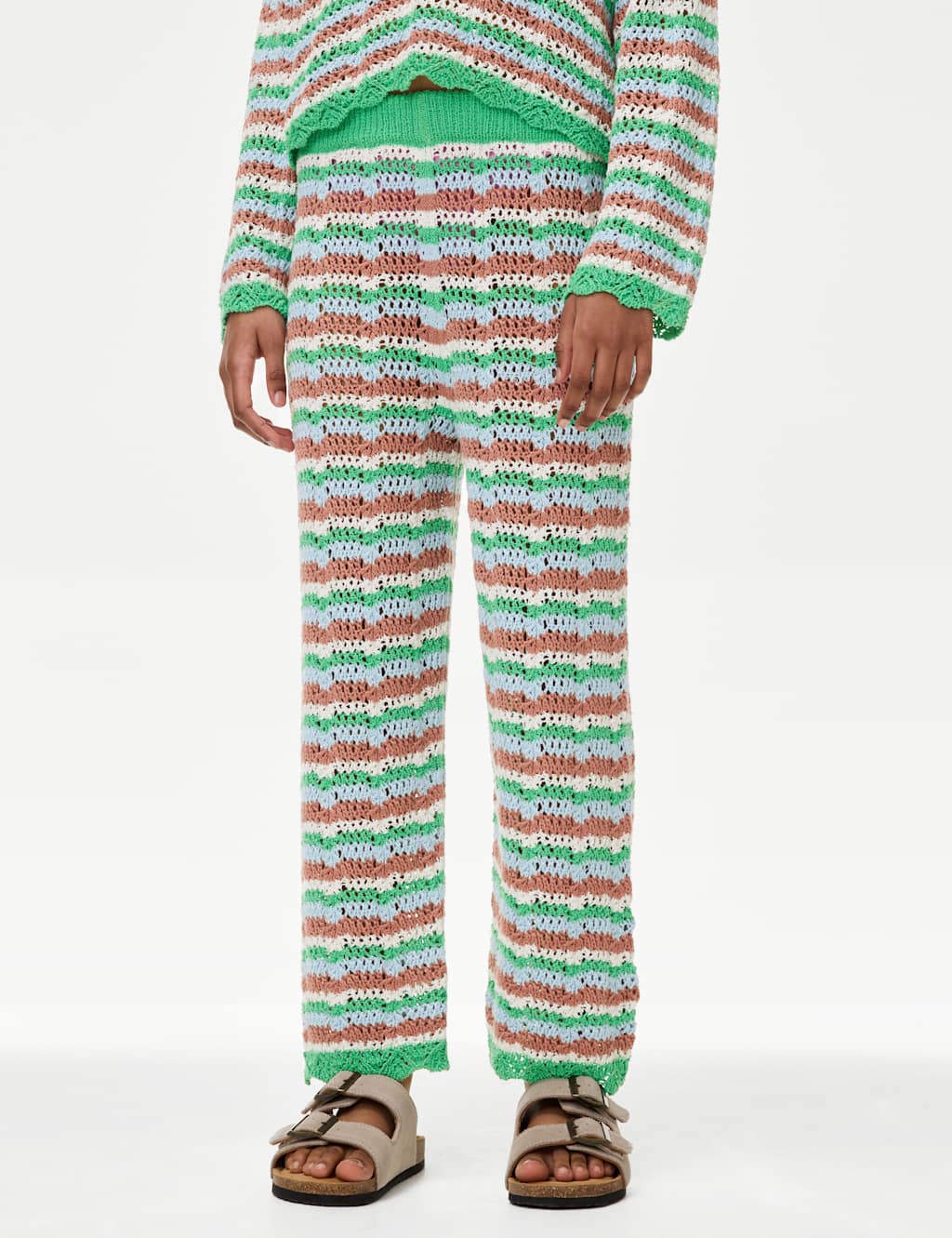 Cotton Blend Knitted Striped Trousers (6-16 Yrs) 4 of 5