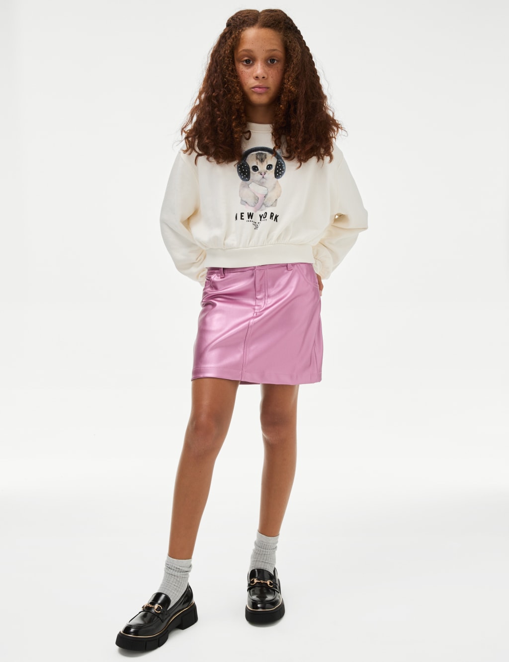 Pink metallic leather skirt new arrivals