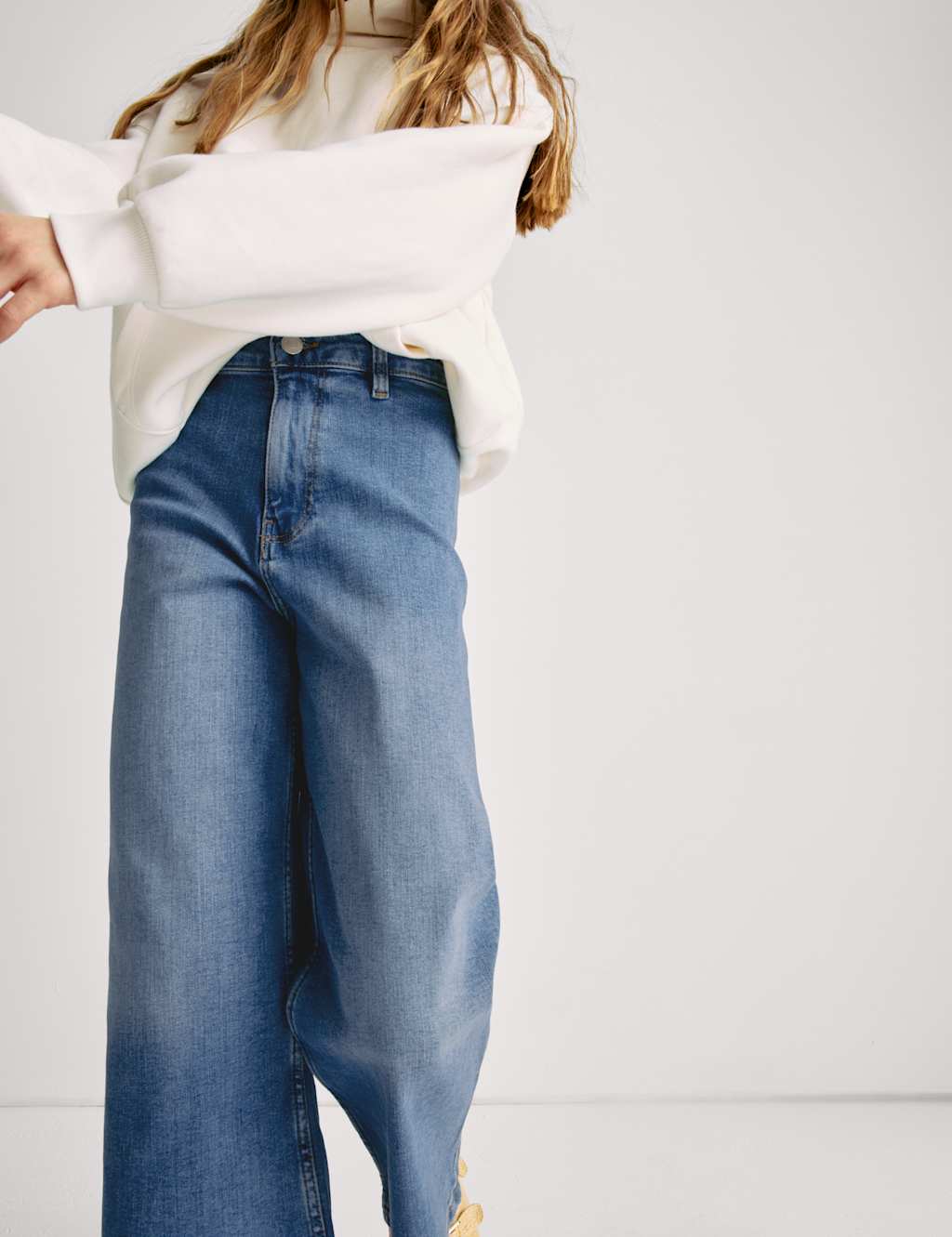 Wide Leg Cotton Rich Cropped Jeans (6-16 Yrs) 3 of 6