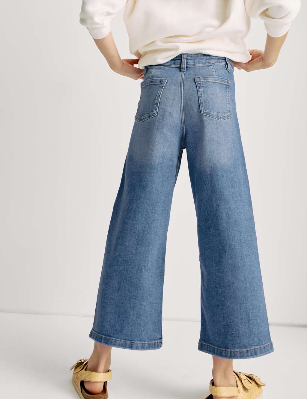 Wide Leg Cotton Rich Cropped Jeans (6-16 Yrs) 4 of 6