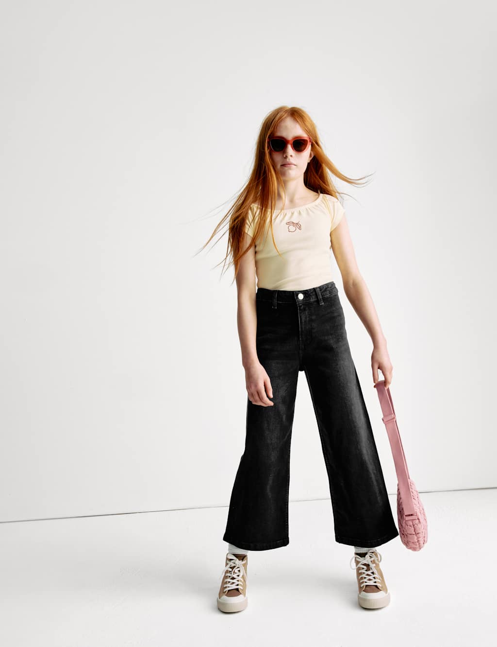 Wide Leg Cotton Rich Cropped Jeans (6-16 Yrs) 3 of 10