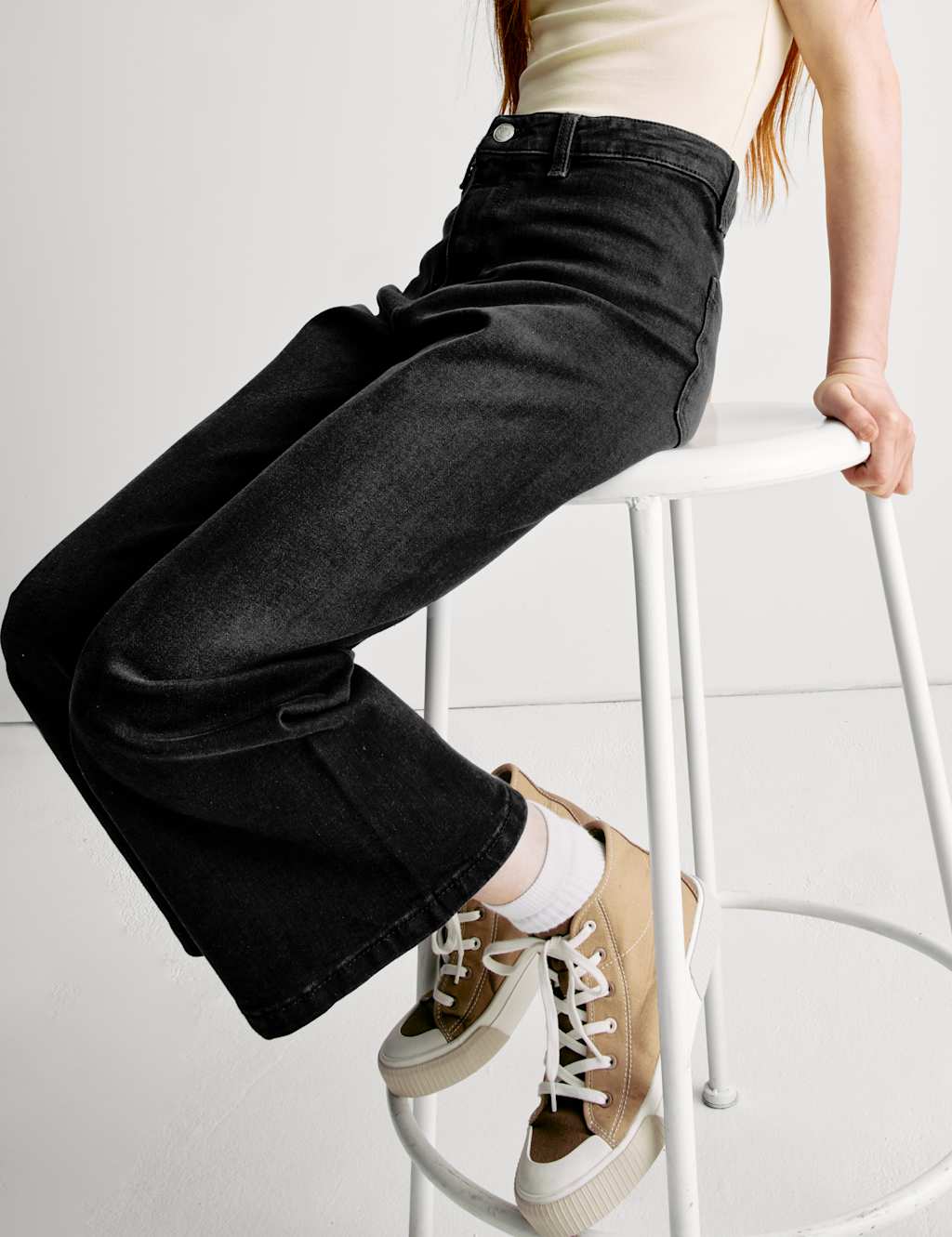 Wide Leg Cotton Rich Cropped Jeans (6-16 Yrs) 10 of 10