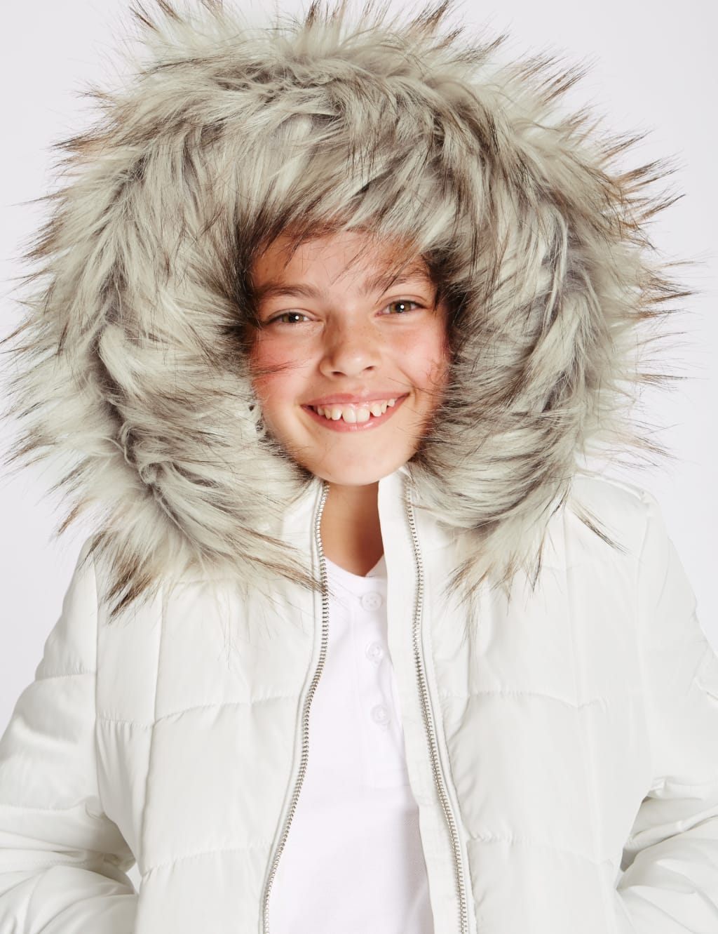 Faux Fur Zip Through Jacket with Stormwear 3 16 Years M S