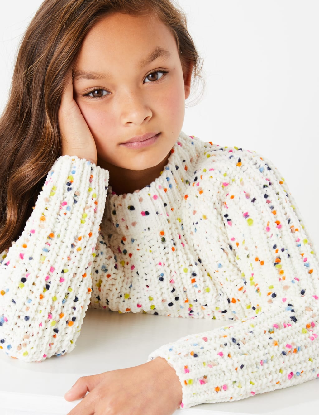 White pom pom jumper 2025