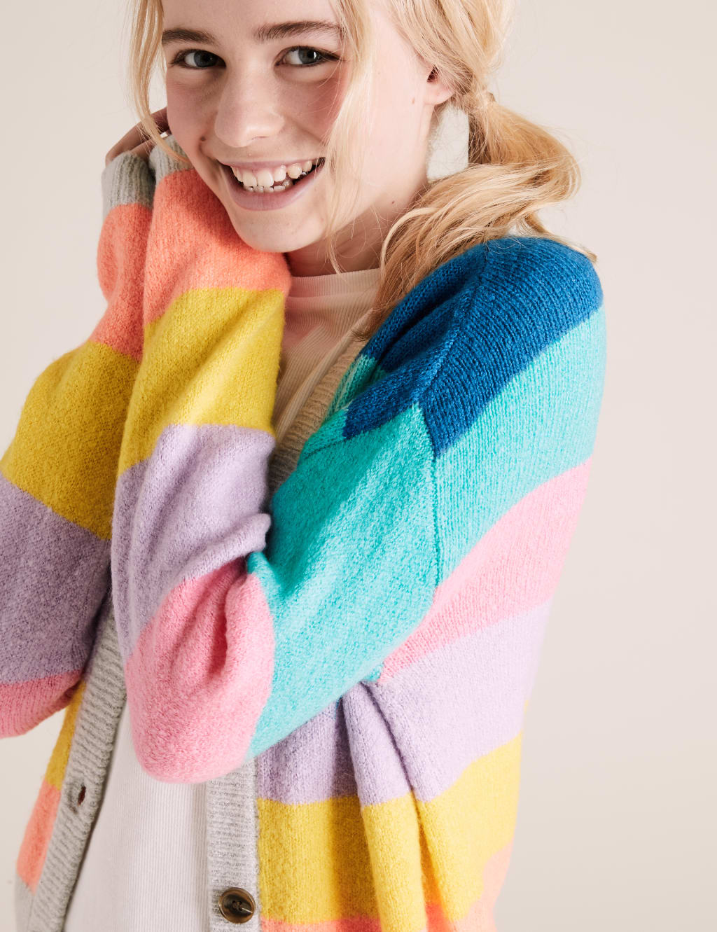 Striped rainbow cardigan cheap