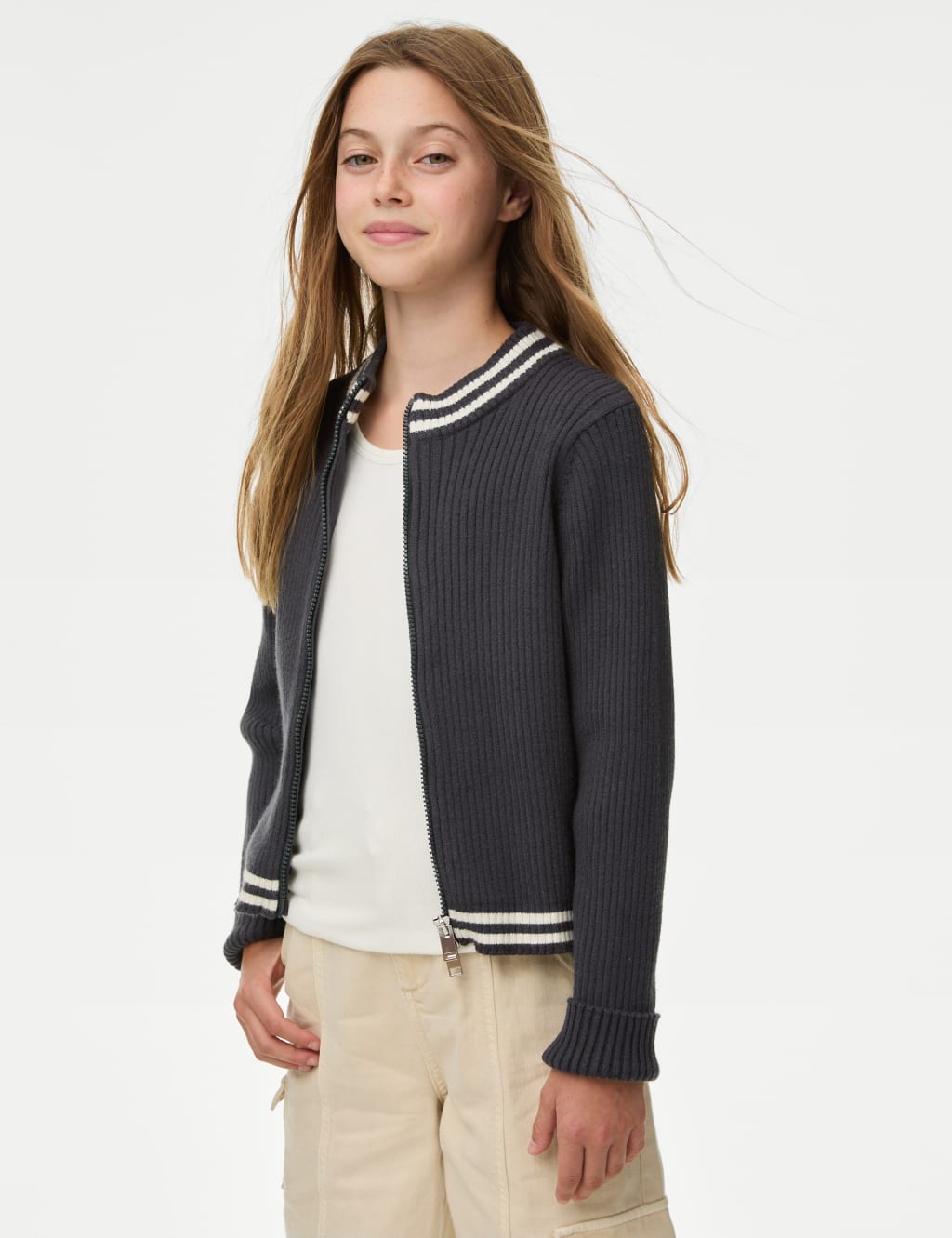 Knitted Zip Through Cardigan 6 16 Yrs M S Collection M S